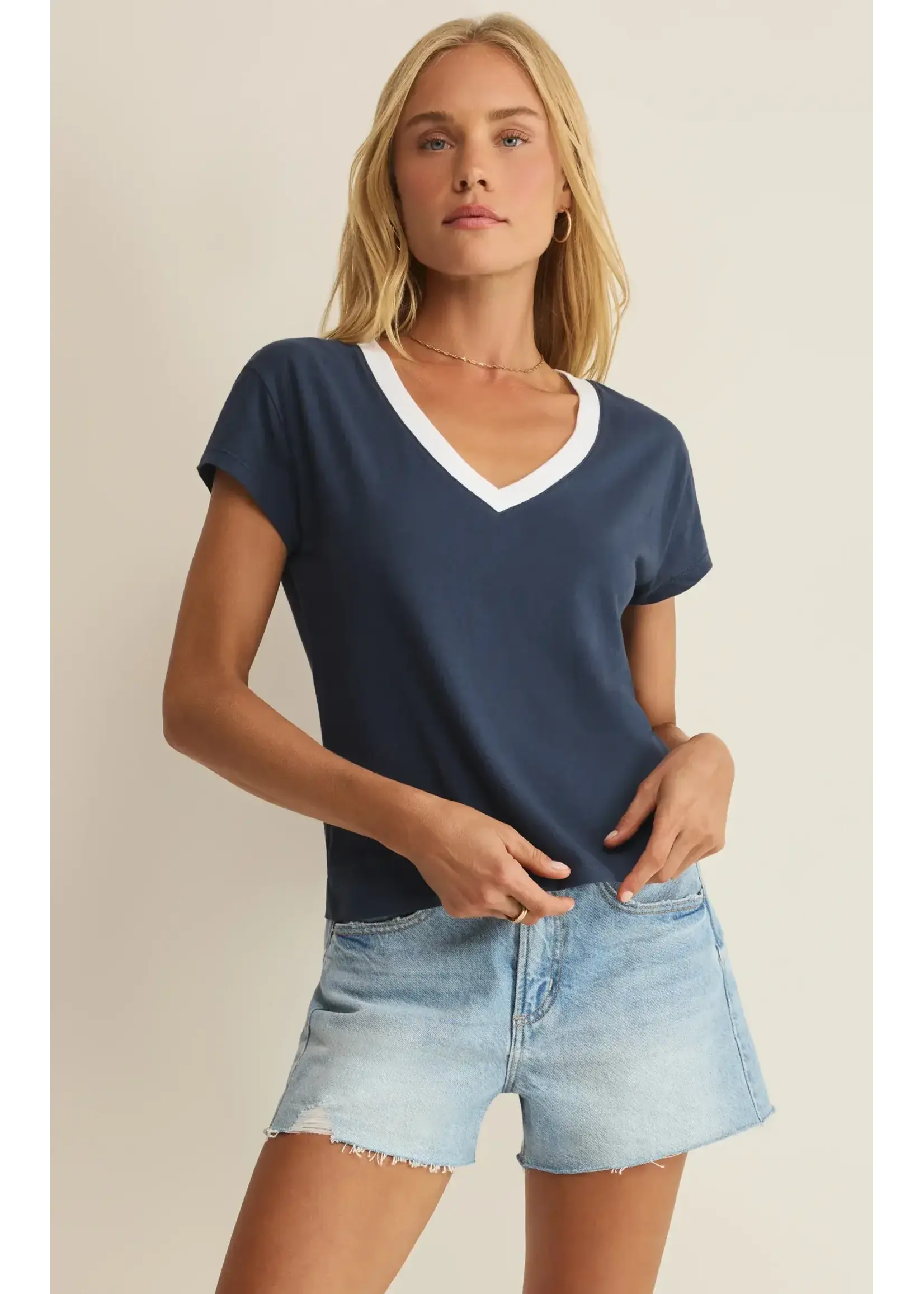 Z Supply ZS Modern Colorblocked V-neck