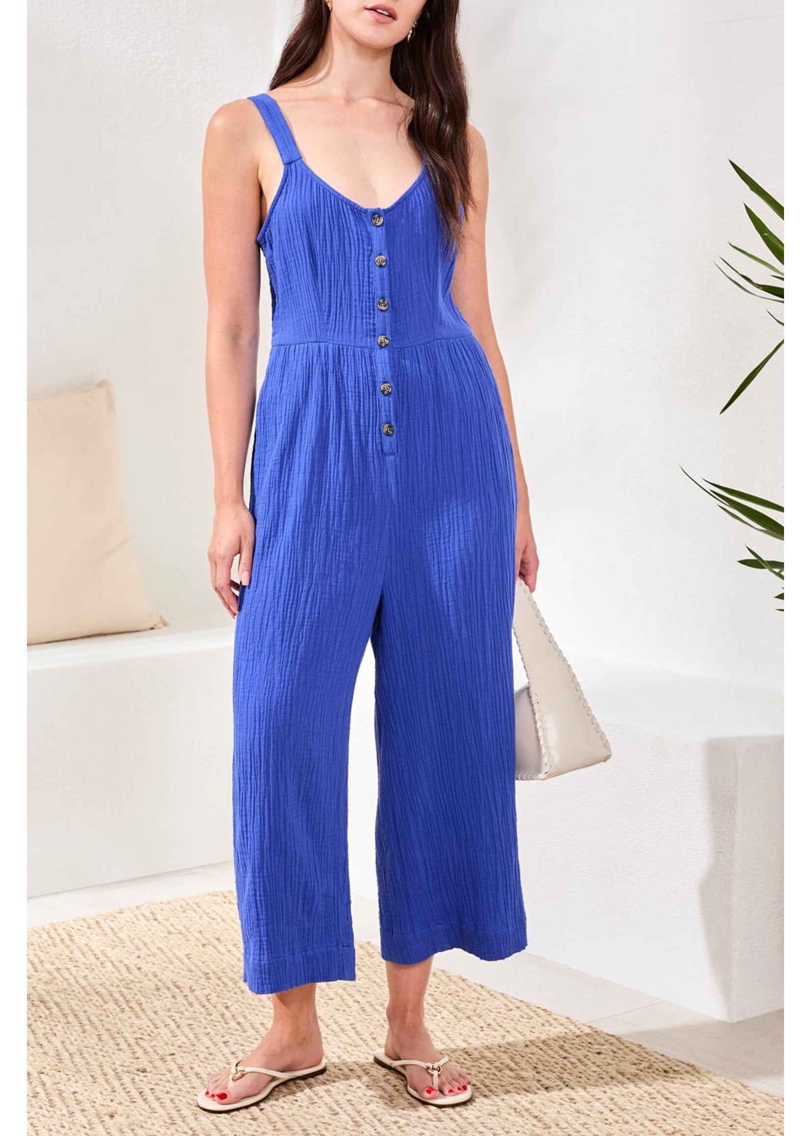Tribal T Jumpsuit W/ Back Smocking