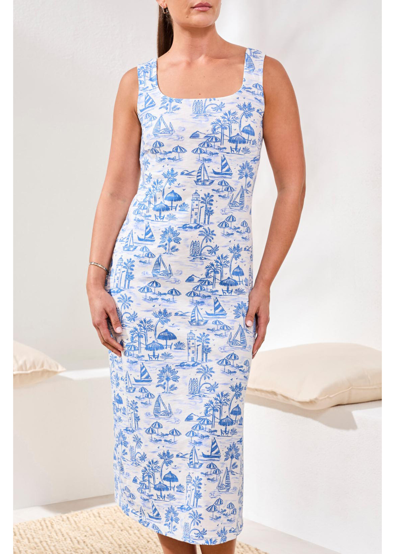 Tribal T Slvless Square Neck Slip On Dress