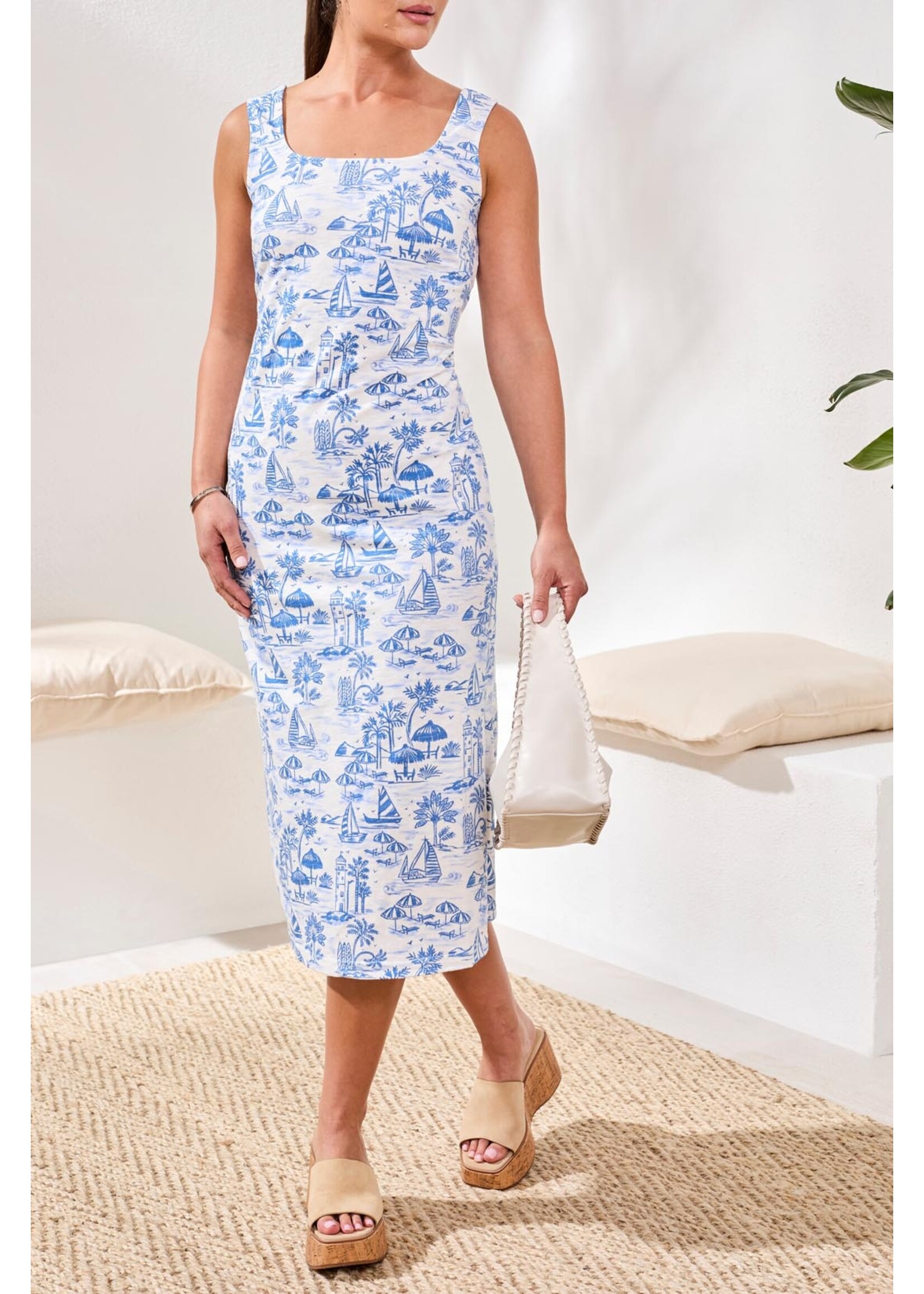 Tribal T Slvless Square Neck Slip On Dress