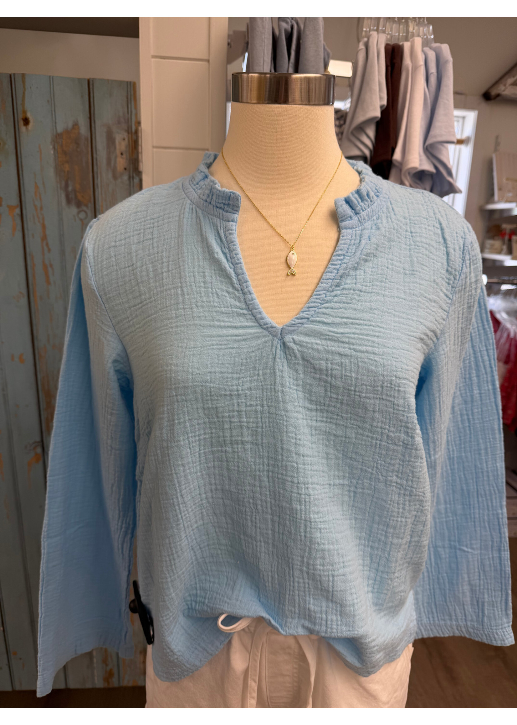 Bobi Bobi 3/4 Sleeve Shell Top