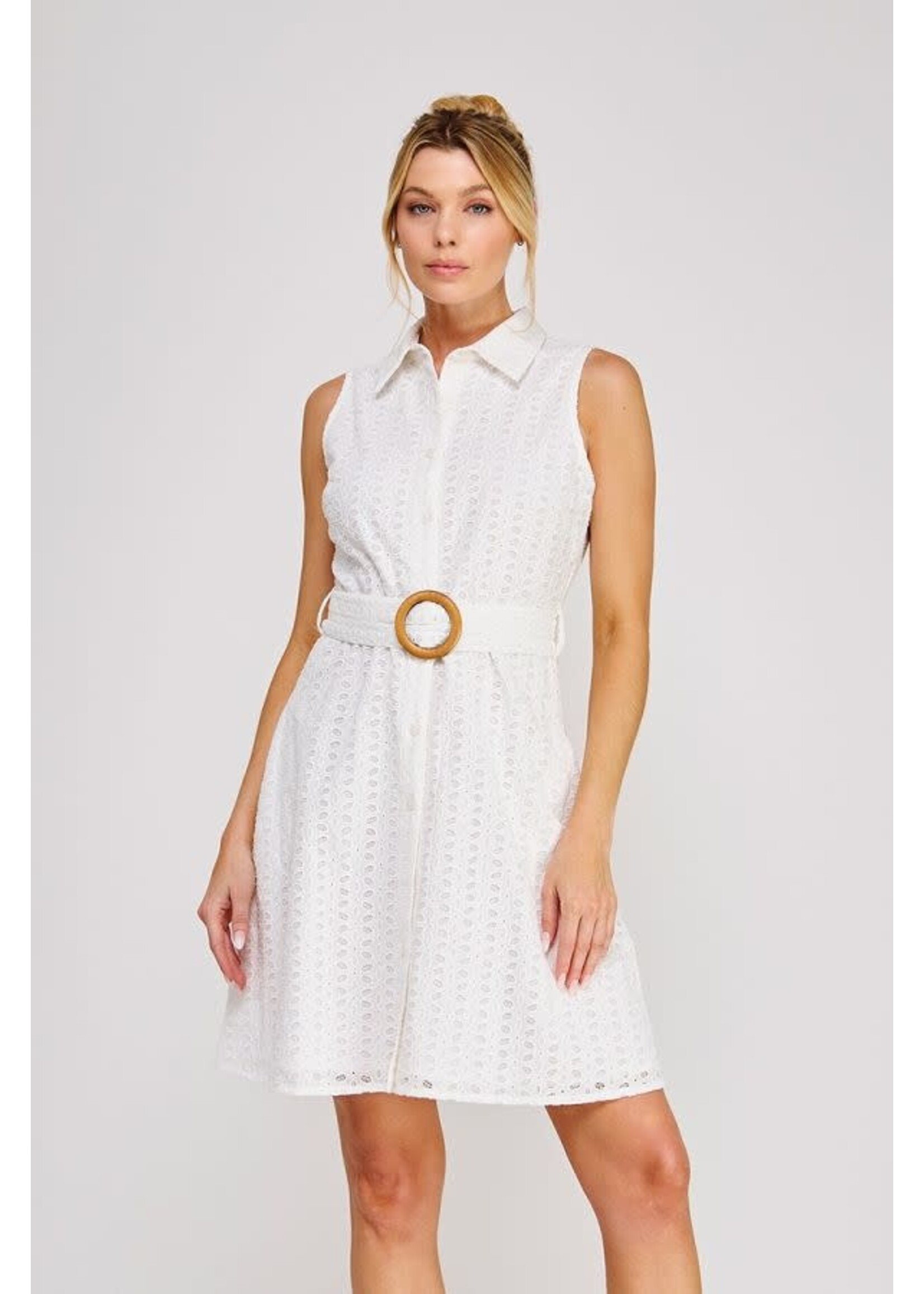 Allie Rose AR Floral Eyelet Button Down Dress