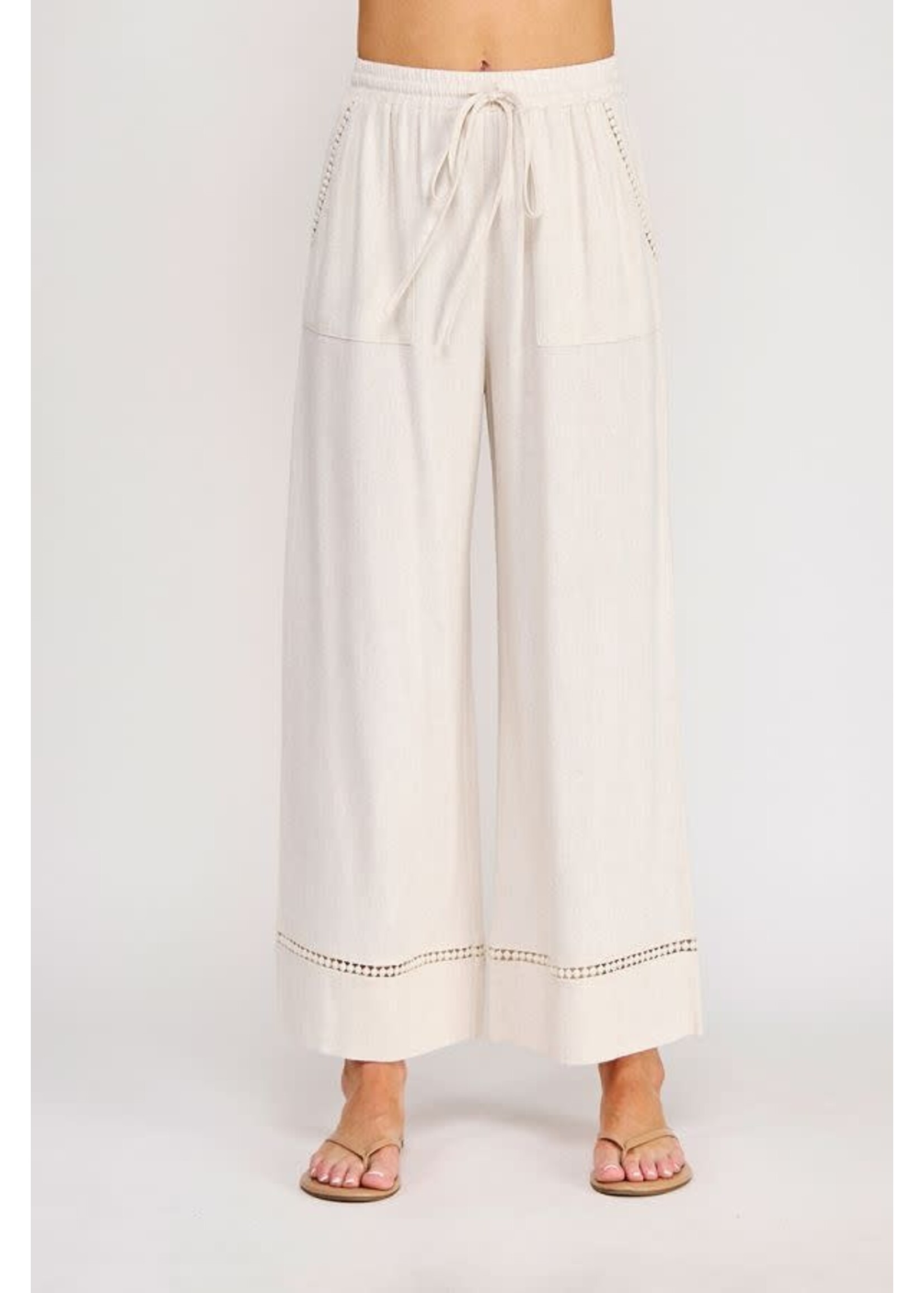 Allie Rose AR Soft Linen Elastic Tie Pant