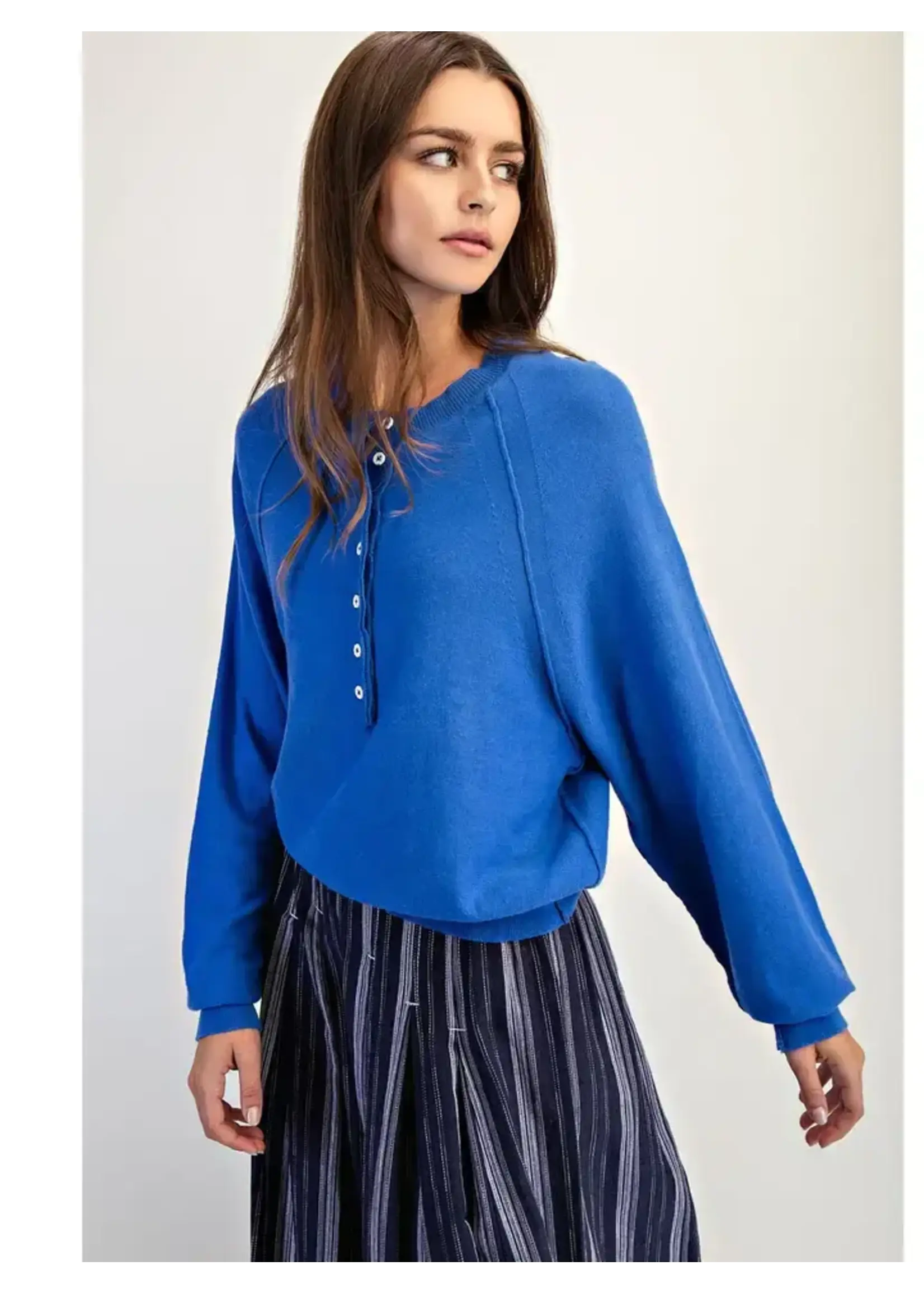 cotierra C Cozy Half Button Sweater