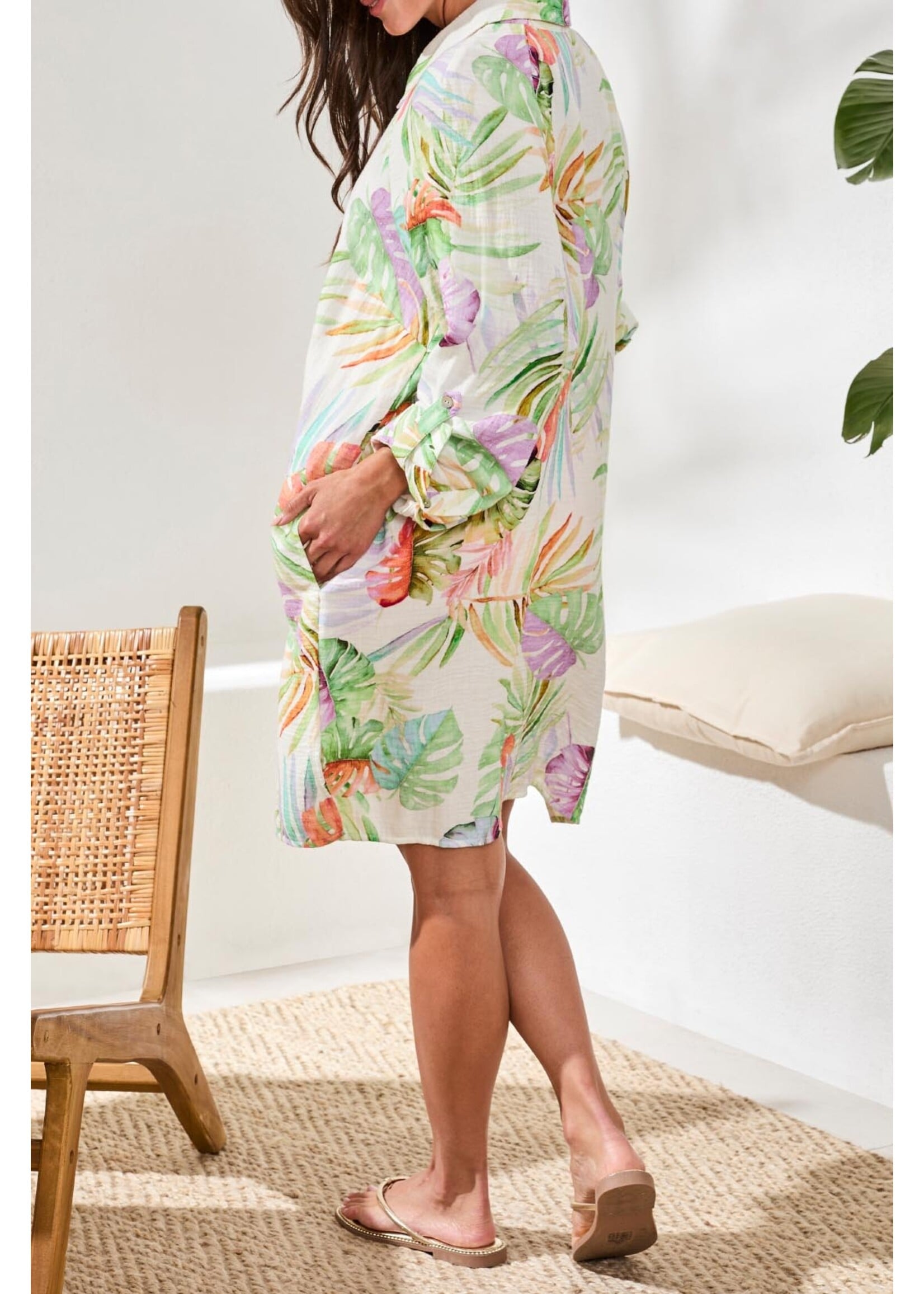 Tribal T Cotton Gauze Coverup -sunkissed