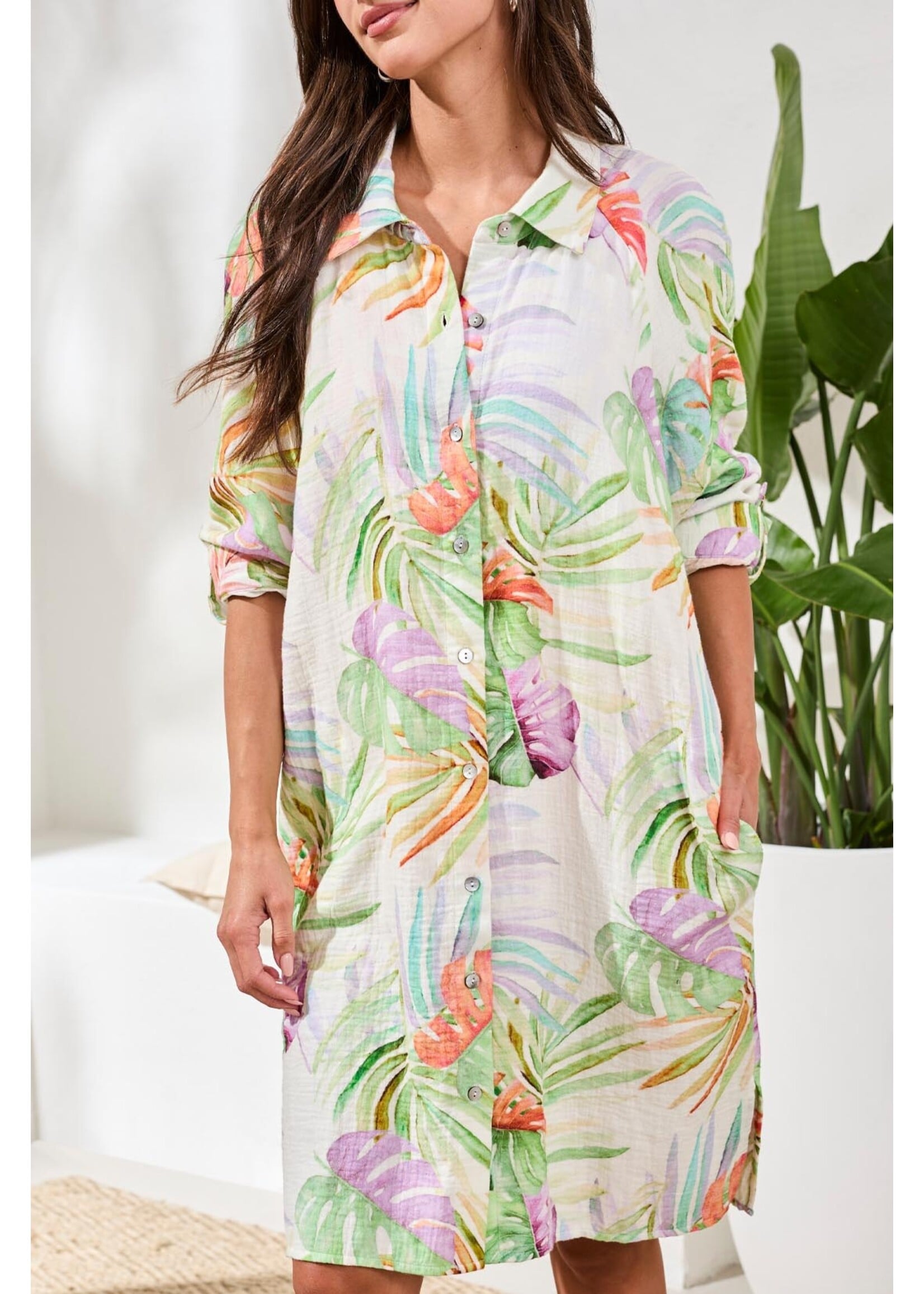 Tribal T Cotton Gauze Coverup -sunkissed