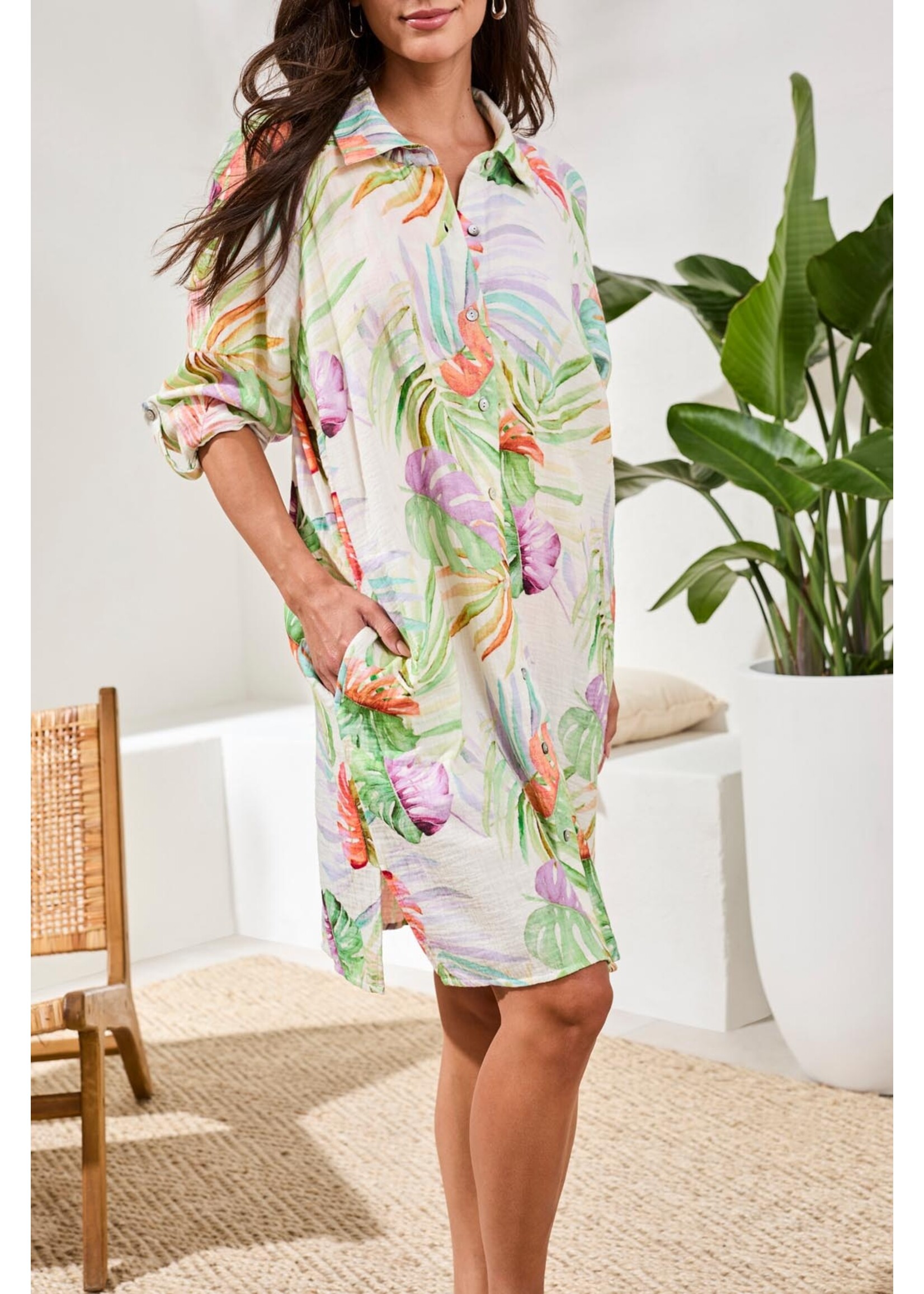 Tribal T Cotton Gauze Coverup -sunkissed