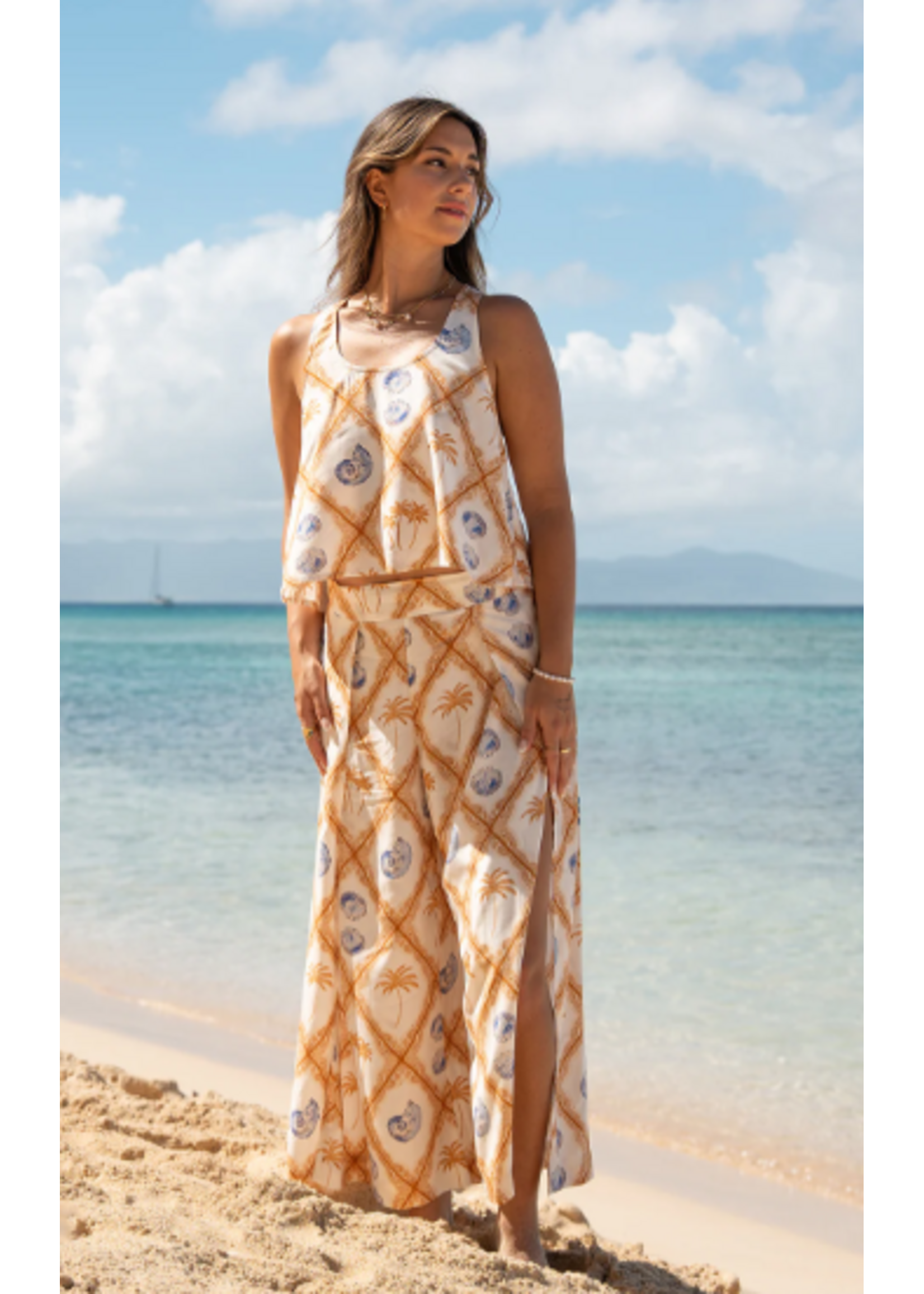 Tribal T Flowy Coverup Seascape Pant