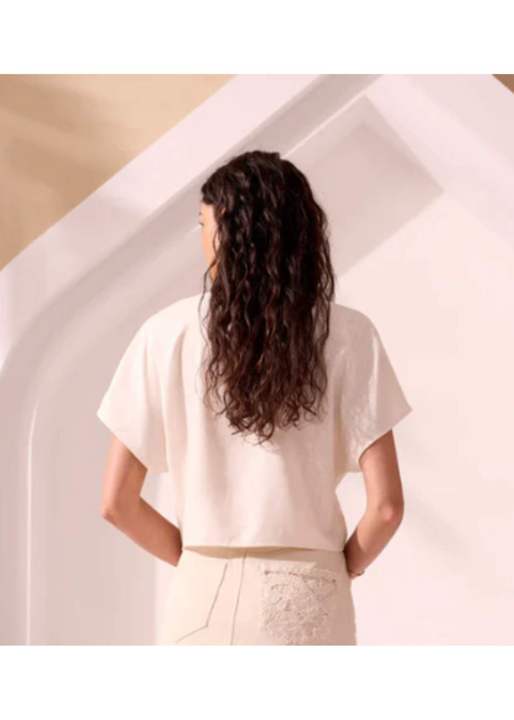 Tribal T Short Sleeve Ruched Linen Top