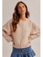 Hem & Thread Lace Textured Knit Sweater