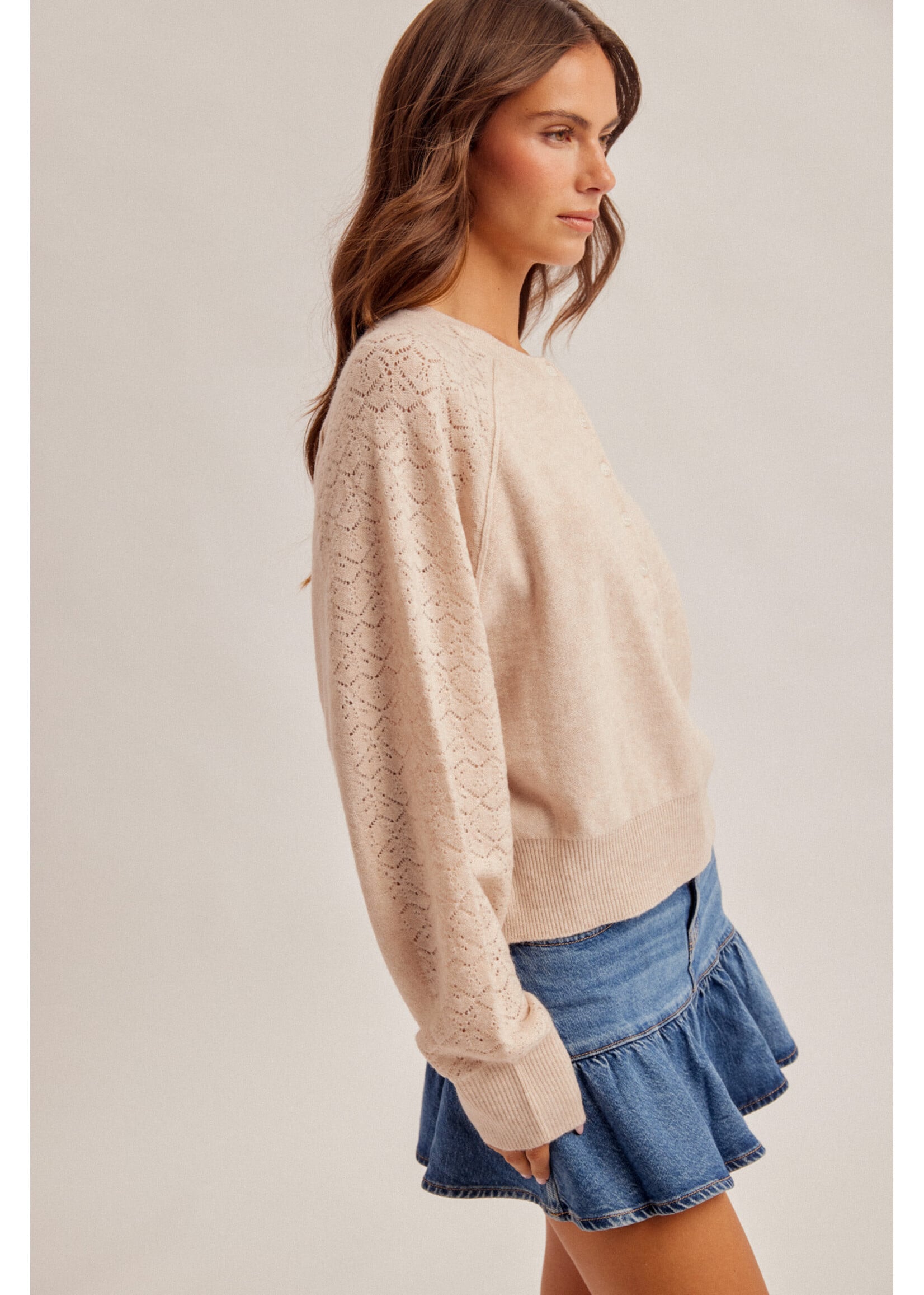 Hem & Thread HT Lace Textured Knit Sweater
