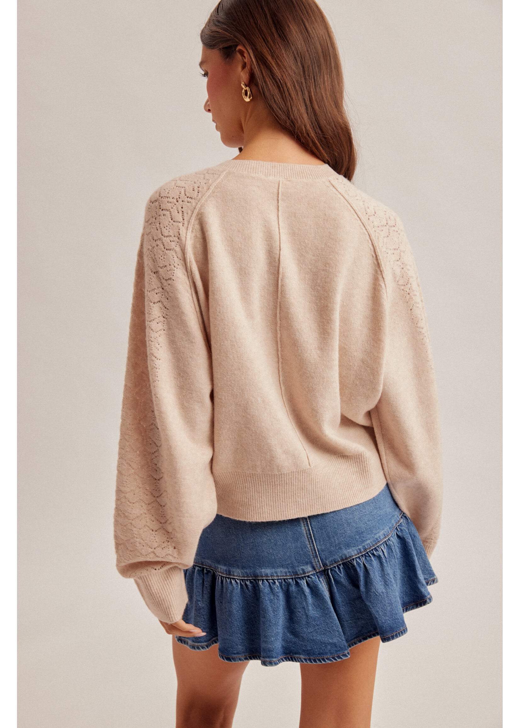 Hem & Thread HT Lace Textured Knit Sweater