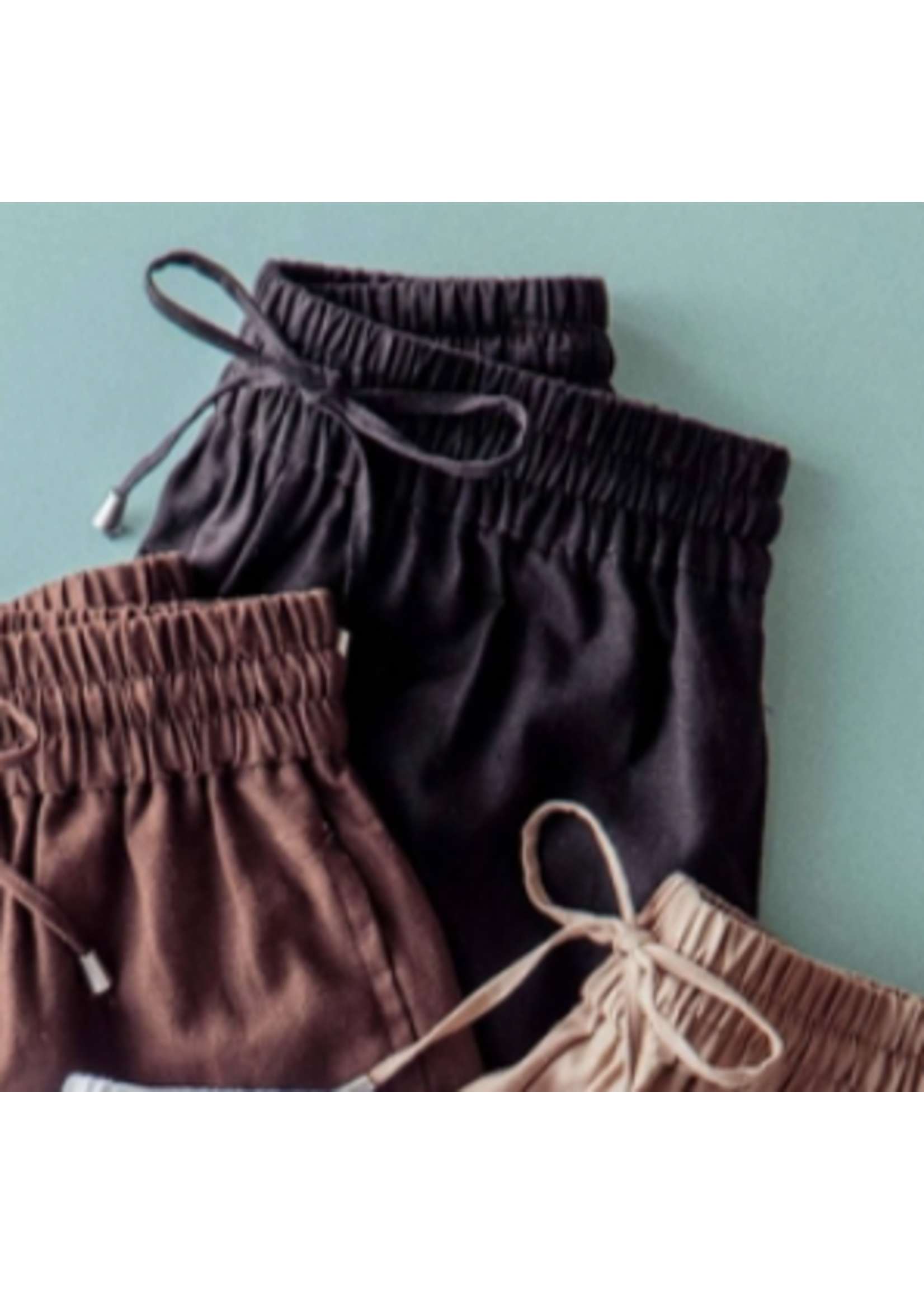 Urban Daizy UD Linen Blend Elastic Waist Drawstring Shorts