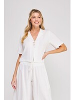 Allie Rose Soft Linen Collared Top