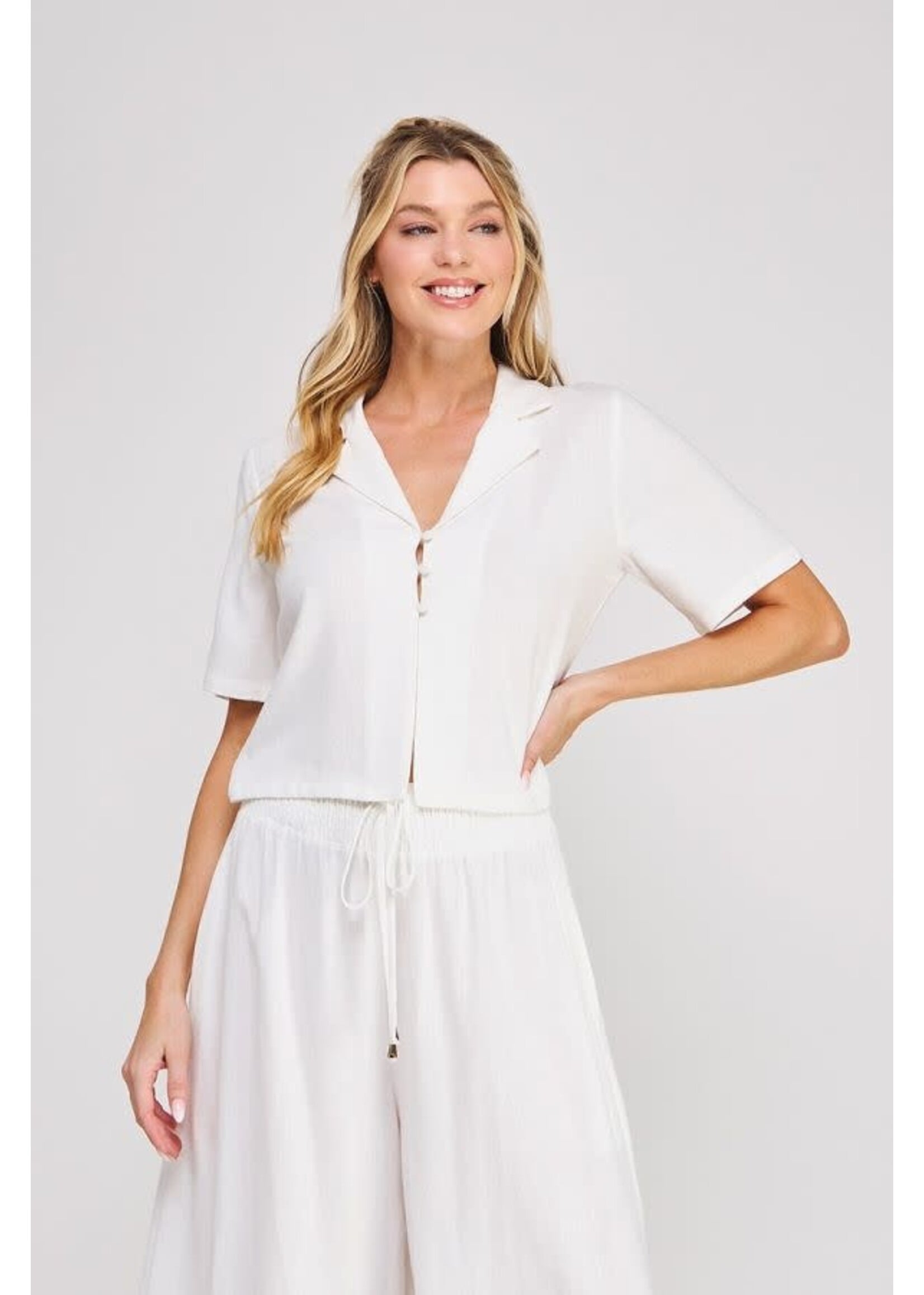 Allie Rose AR Soft Linen Collared Top