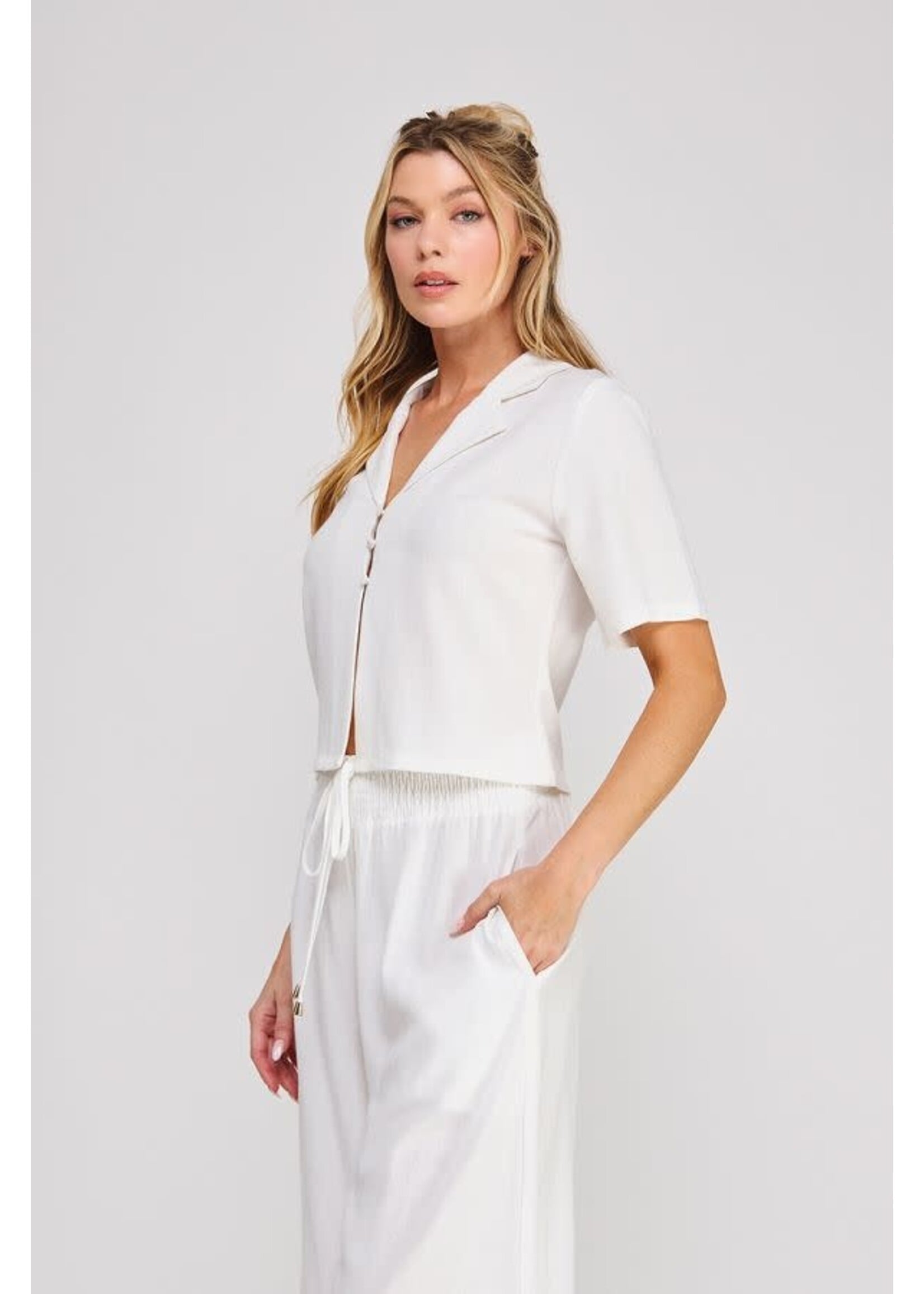 Allie Rose AR Soft Linen Collared Top