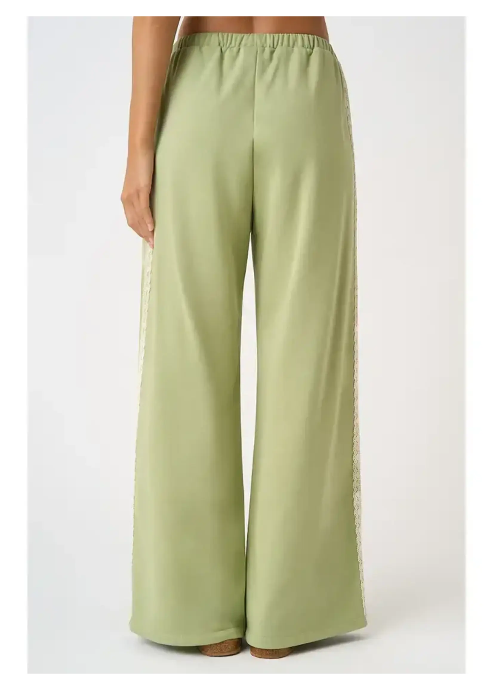 mittoshop M Lace Striped Elastic Waist Terry Sweatpants