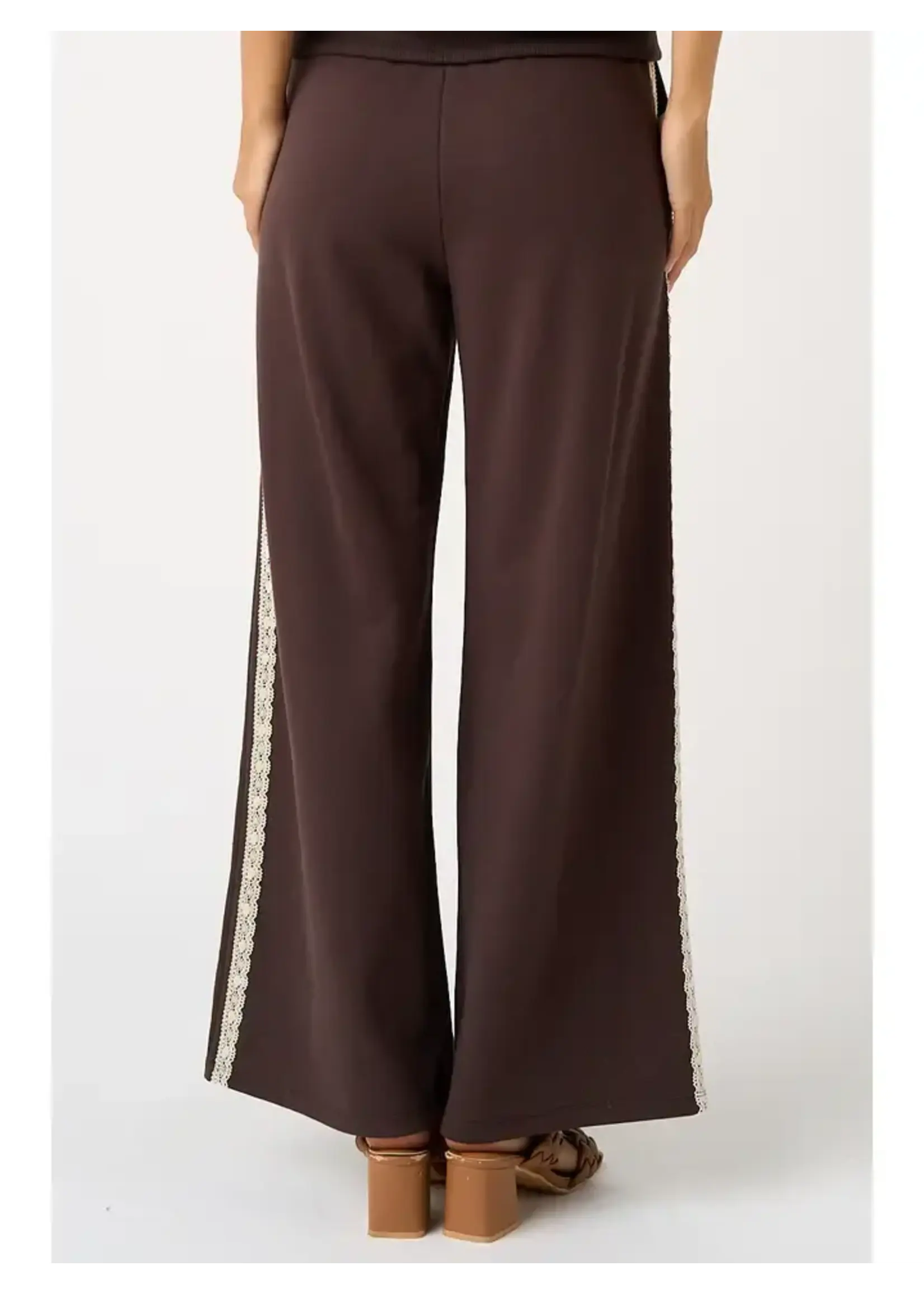 mittoshop M Lace Striped Elastic Waist Terry Sweatpants