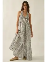 Promesa Abstract Floral Smocked Halter Maxi