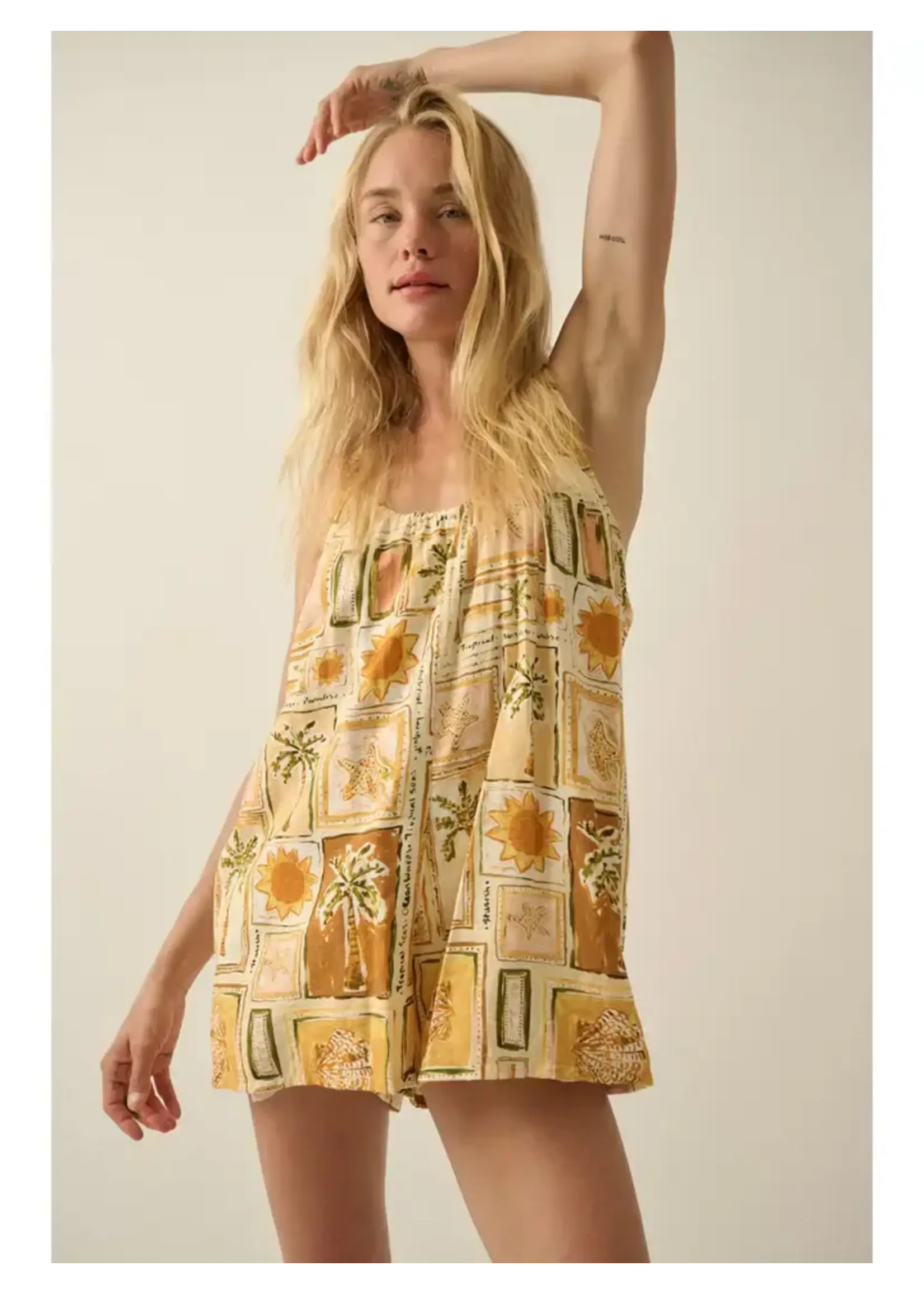 Promesa P Tropical Print Scoop Neck  Romper