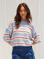 Illa Illa 3/4 Sleeve Striped Sweater