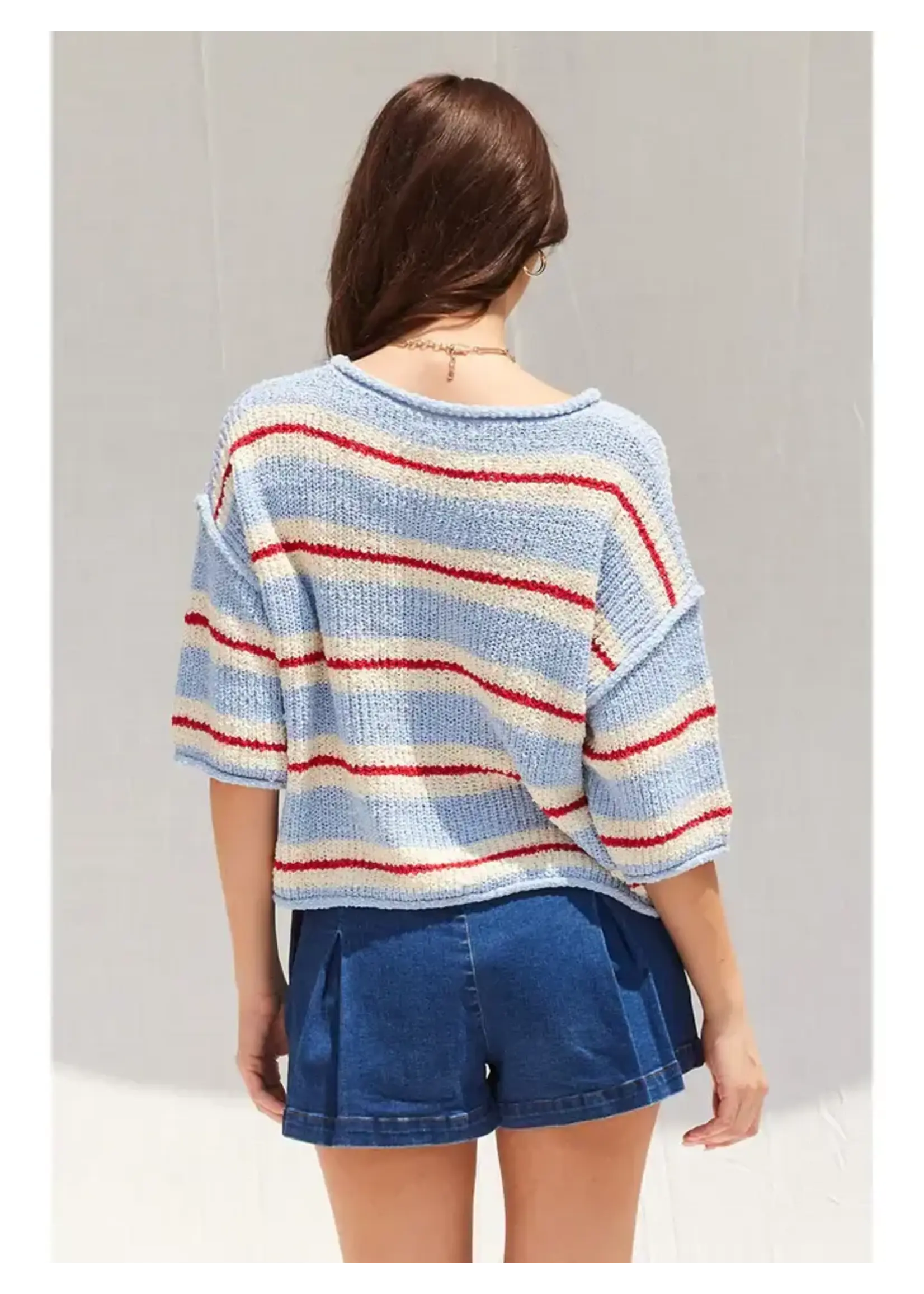 Illa Illa Illa 3/4 Sleeve Striped Sweater
