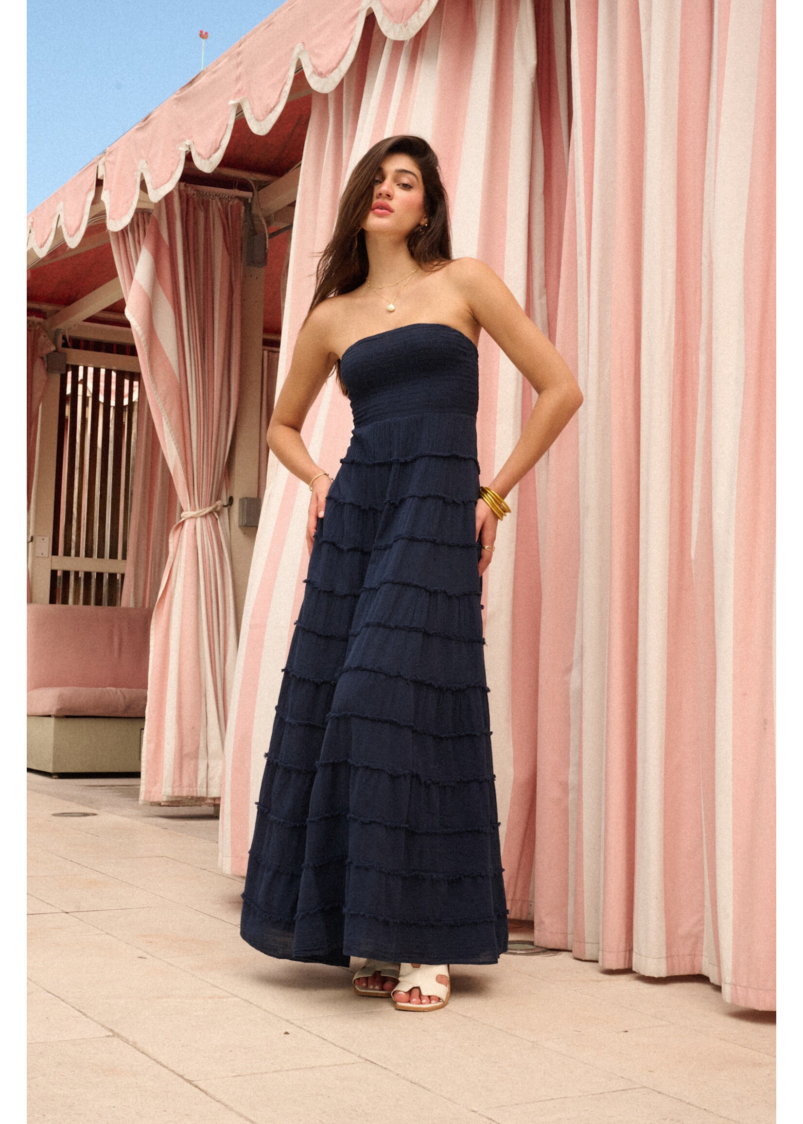 Blanco By Nature BBN Navy Frayed Dress