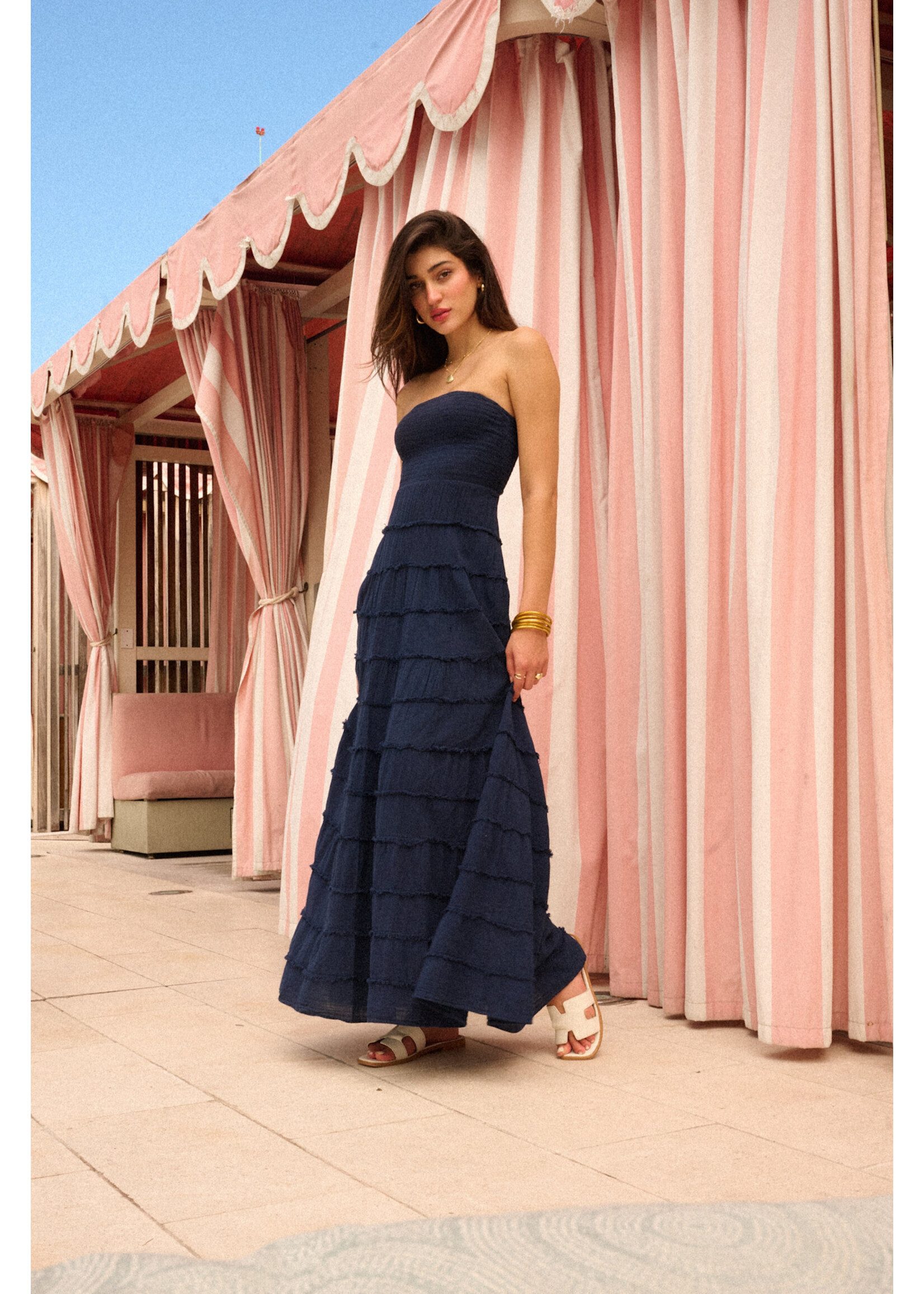 Blanco By Nature BBN Navy Frayed Dress