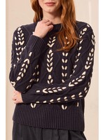 Tribal Mock Neck Cable Sweater