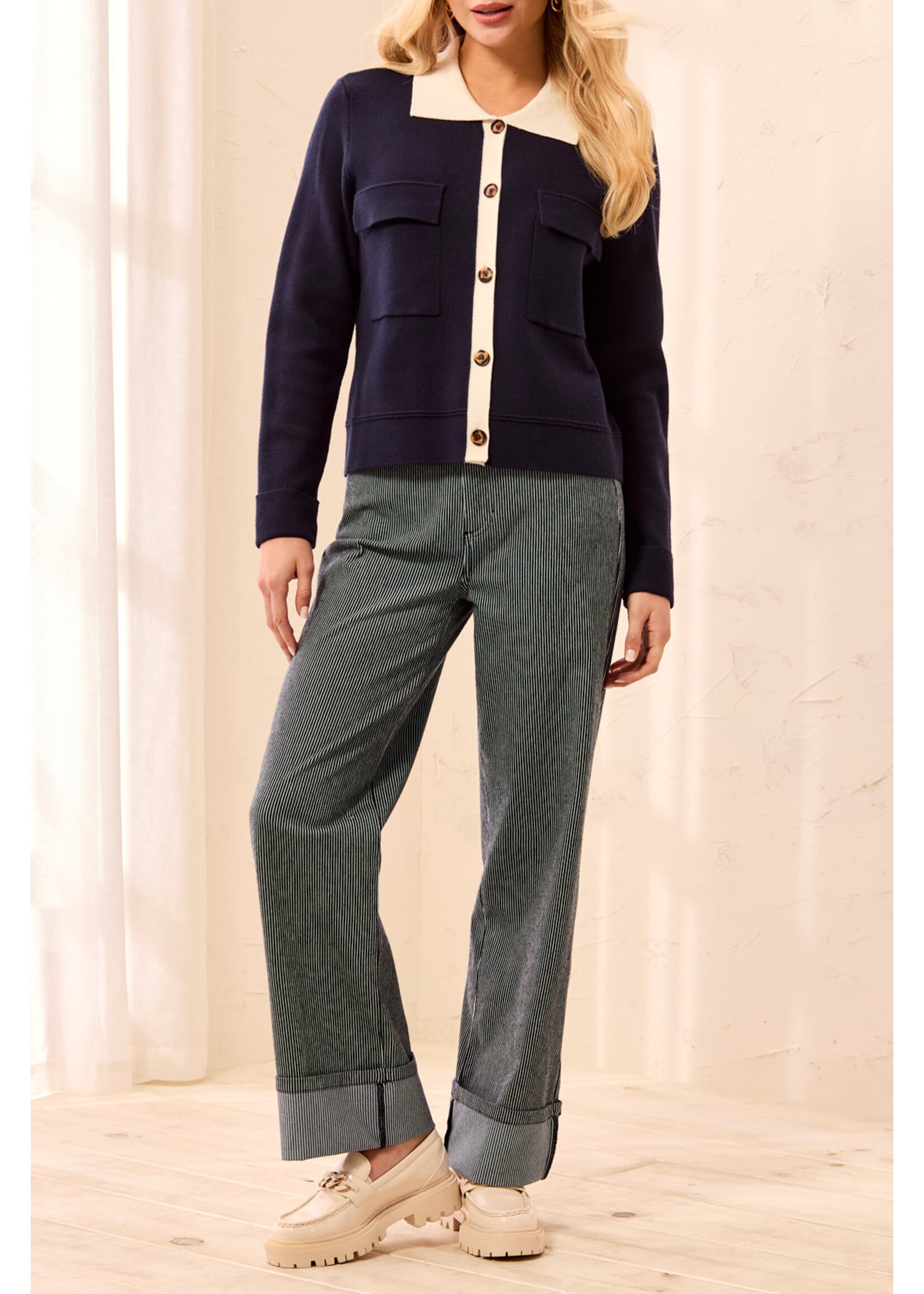 Tribal T Saphire Collared Cardi