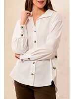 Tribal Poplin Side Button Top