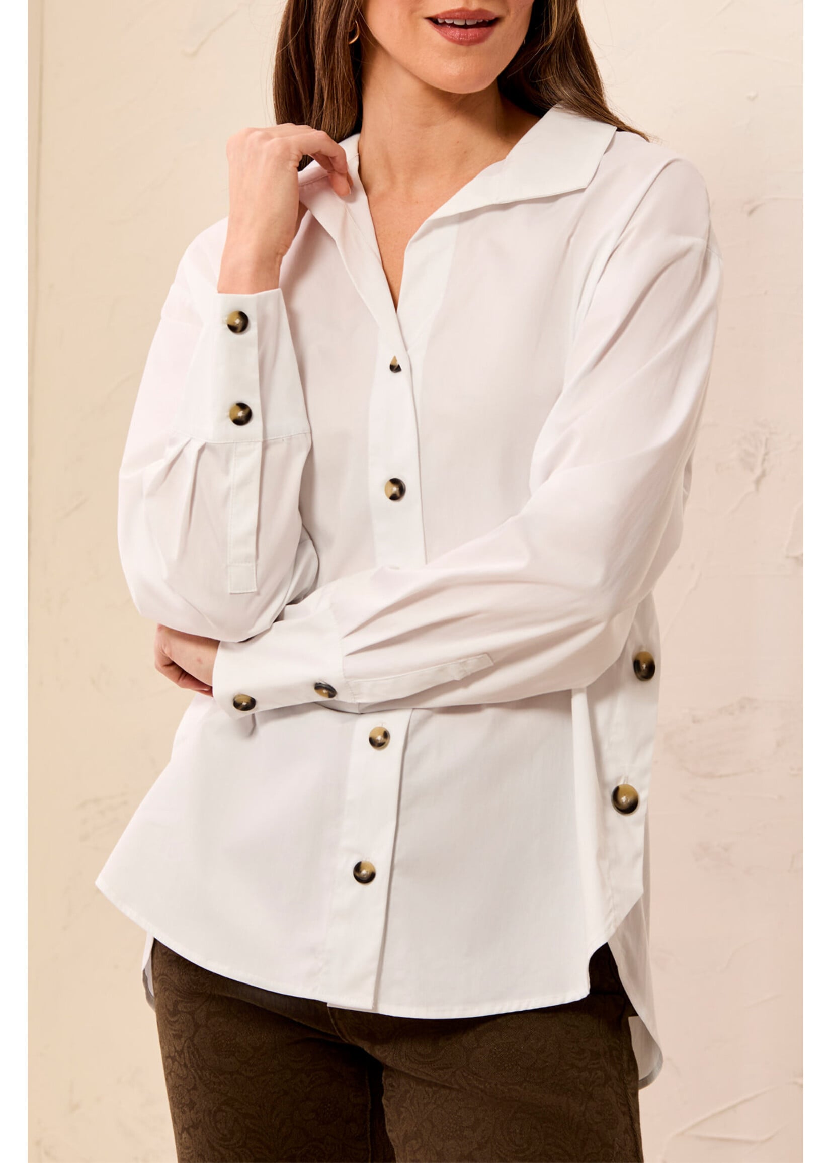 Tribal T Poplin Side Button Top
