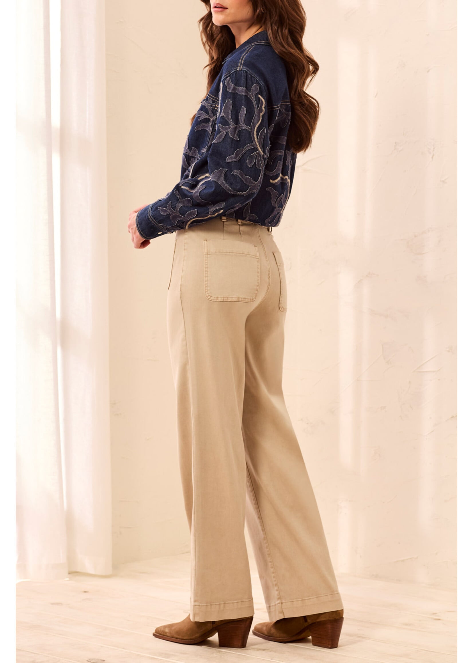 Tribal T Sophia  Straight Suede Pant
