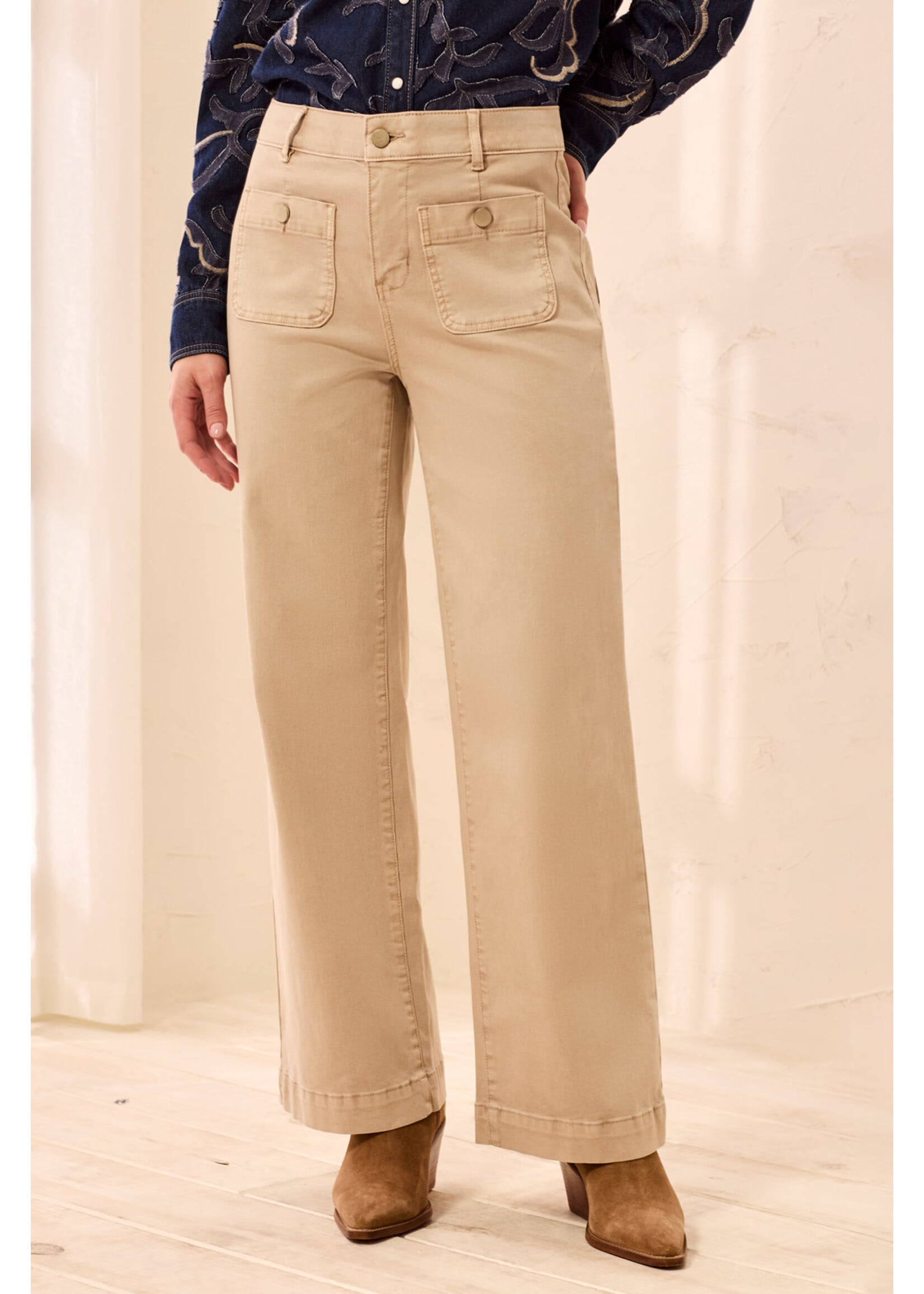 Tribal T Sophia  Straight Suede Pant