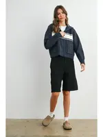 BM Collared Striped Knit Top
