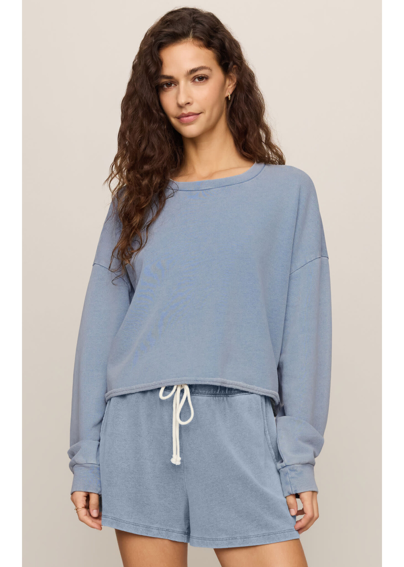 Z Supply ZS Circuit Knit Denim Sweatshirt
