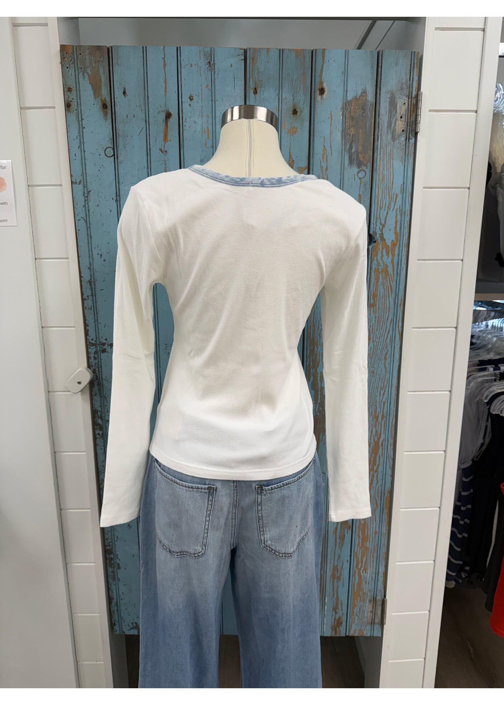 Mystree M Henleyneck Ribbed Top