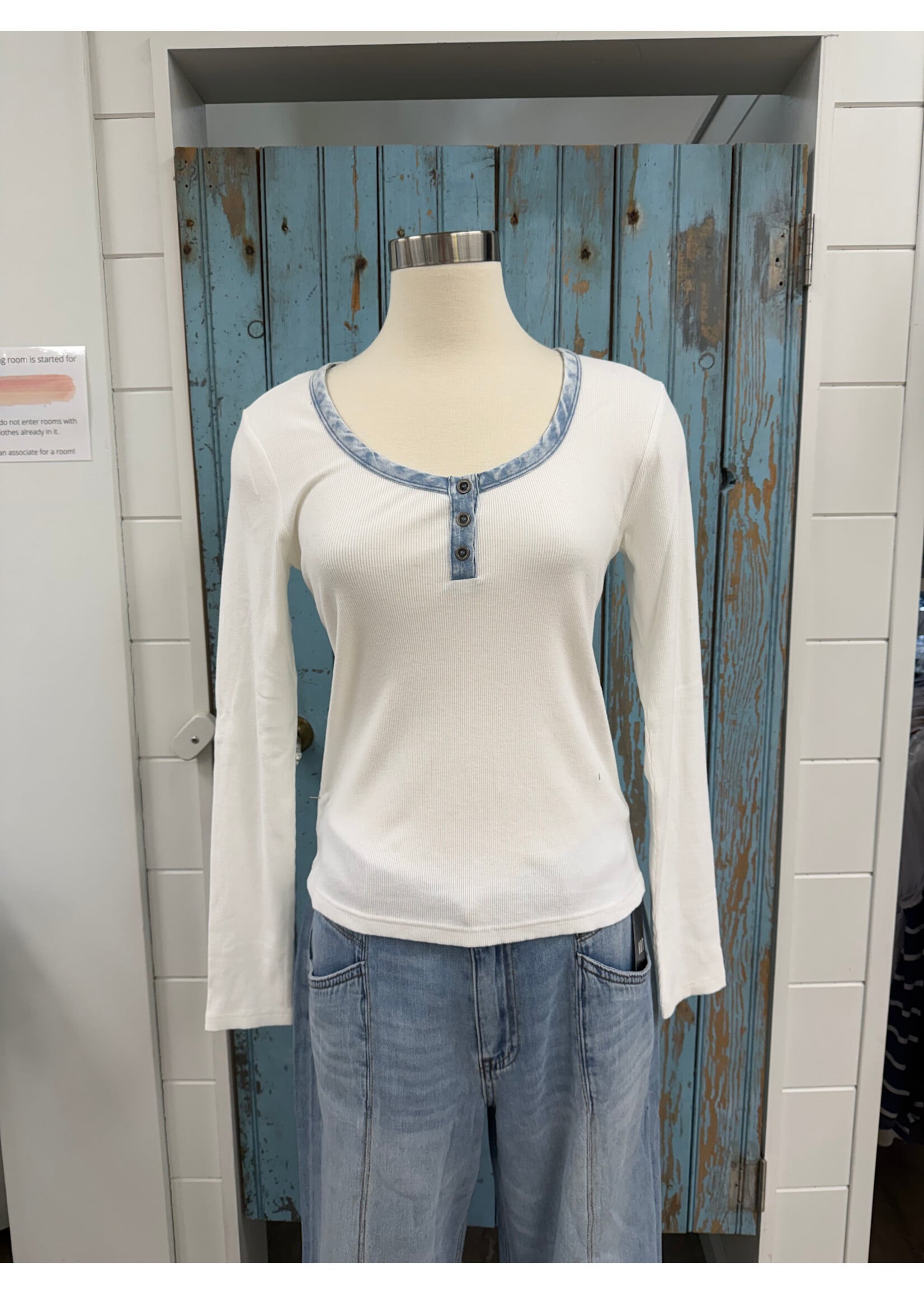 Mystree M Henleyneck Ribbed Top