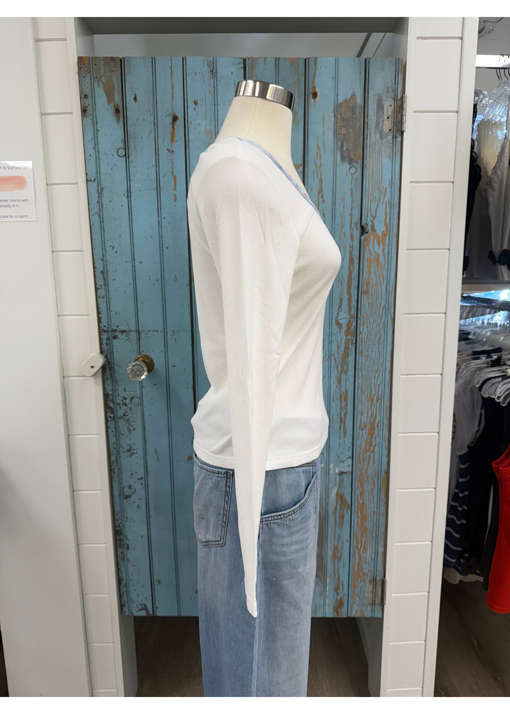 Mystree M Henleyneck Ribbed Top