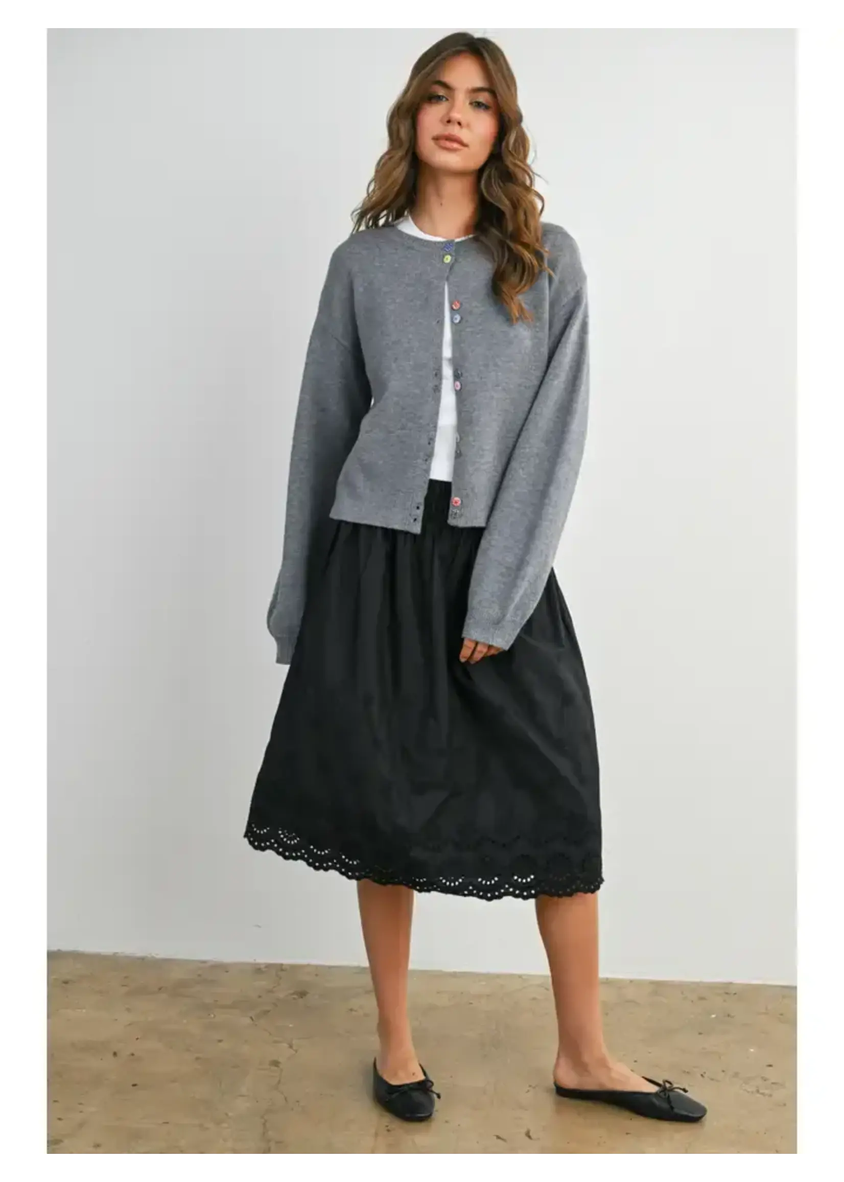 Buttermelon BM Long Sleeve Buttoned Cropped Cardigan