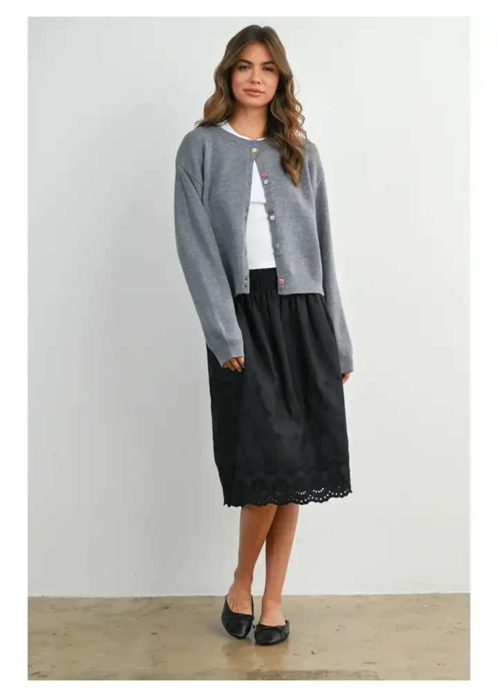 Buttermelon BM Long Sleeve Buttoned Cropped Cardigan
