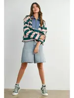 Buttermelon Striped Quarter-Zip Contrast