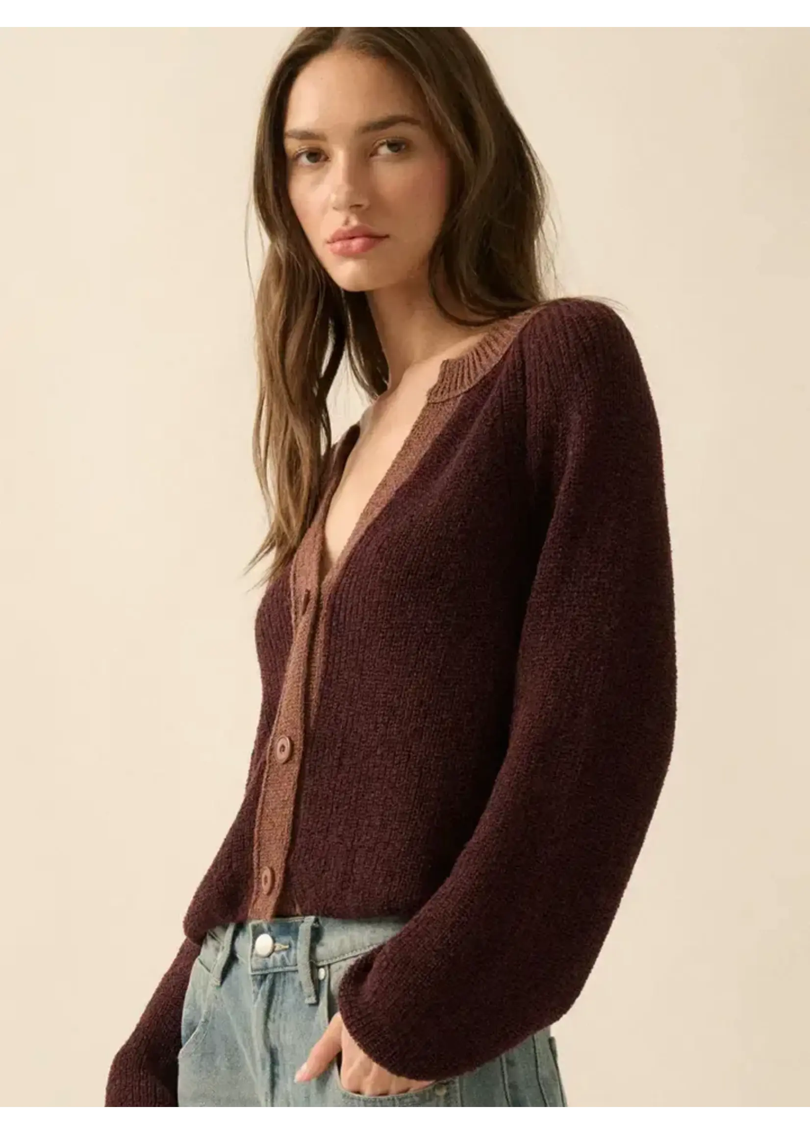 Promesa P Ribbed Contrast Cardigan