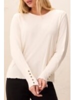 T Crew Neck Top  w/ Button Detail