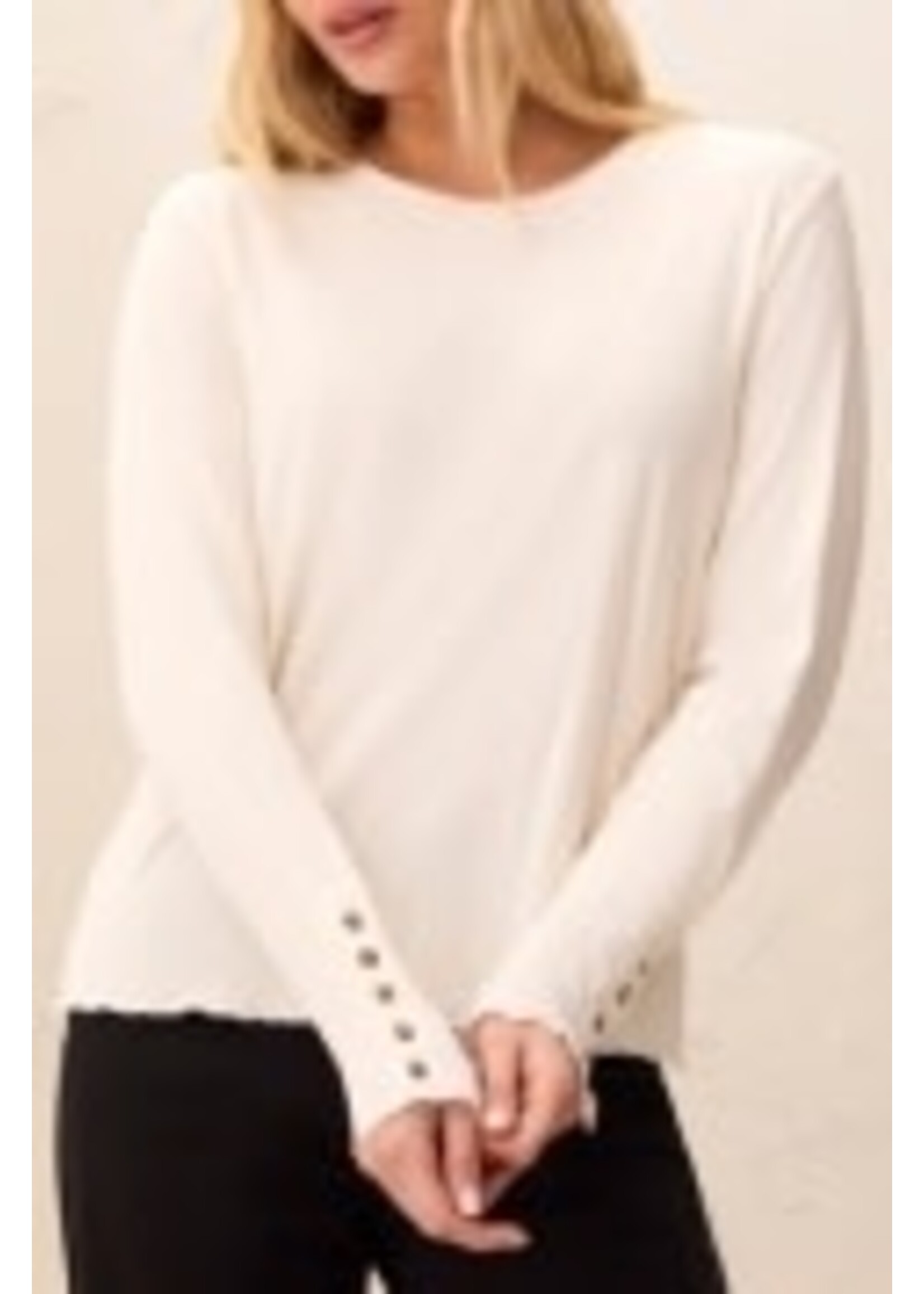 T Crew Neck Top  w/ Button Detail