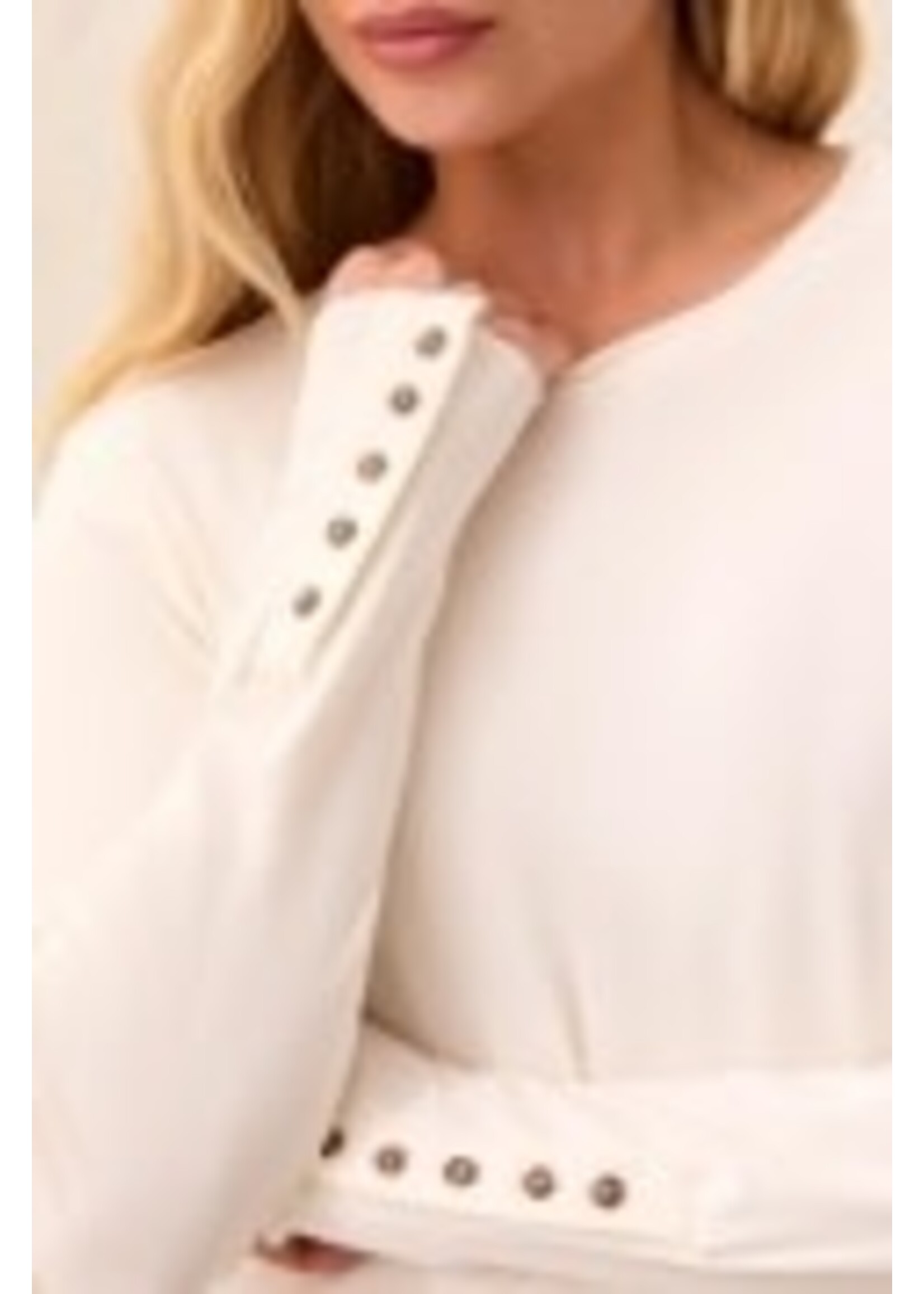 T Crew Neck Top  w/ Button Detail