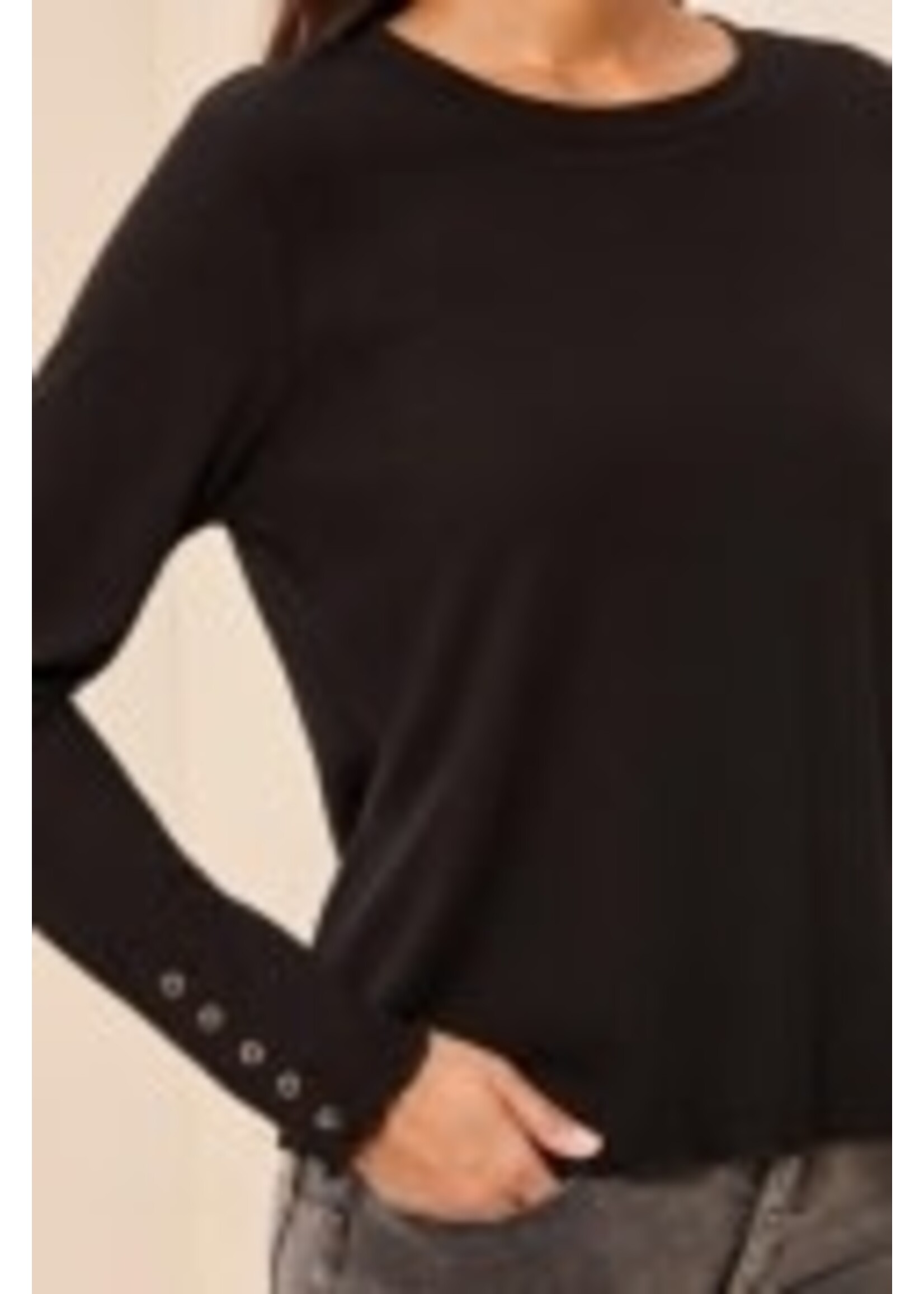 T Crew Neck Top  w/ Button Detail