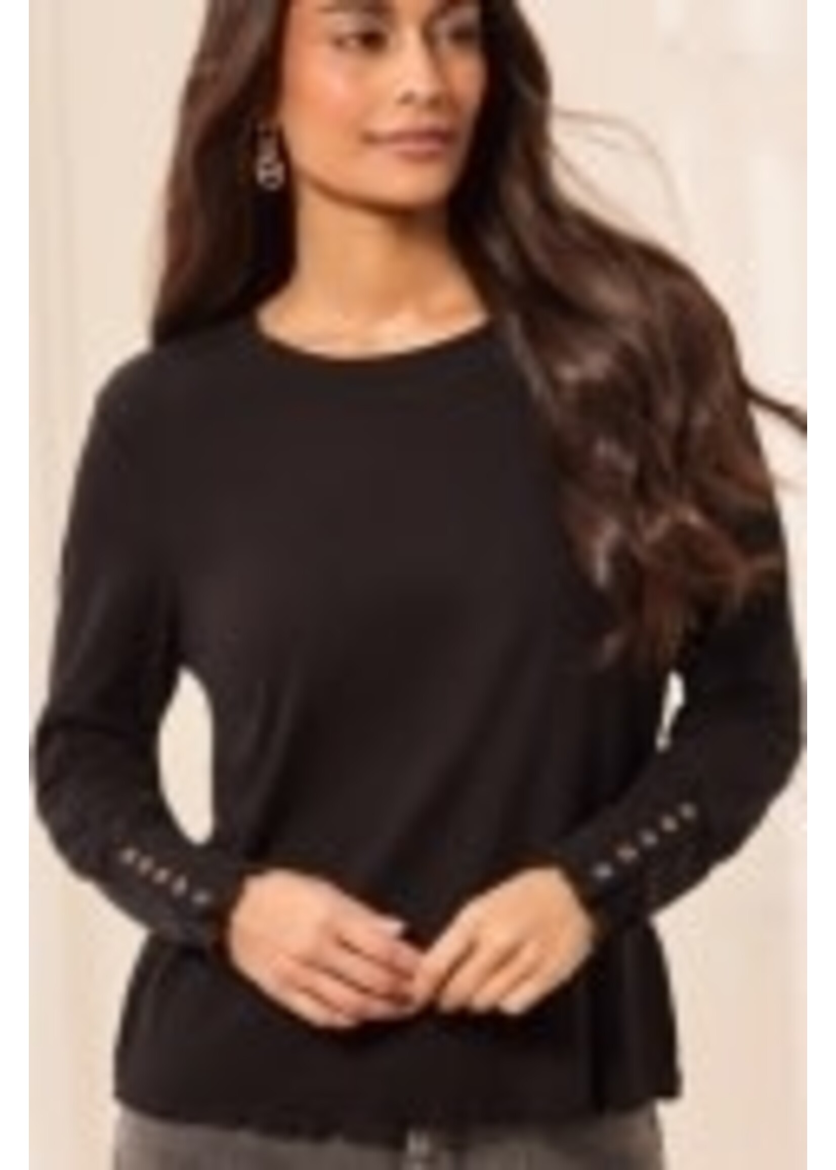 T Crew Neck Top  w/ Button Detail
