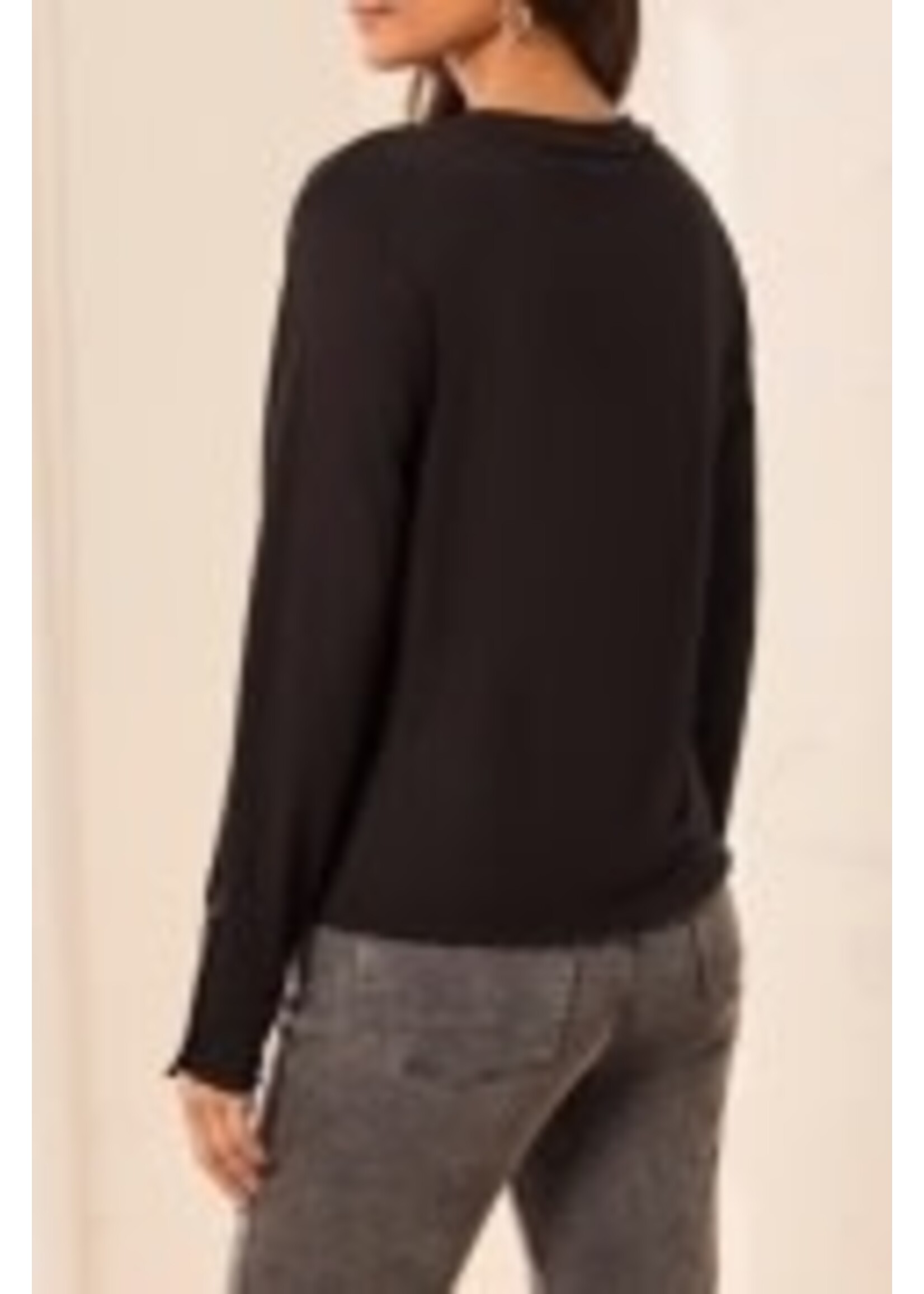 T Crew Neck Top  w/ Button Detail