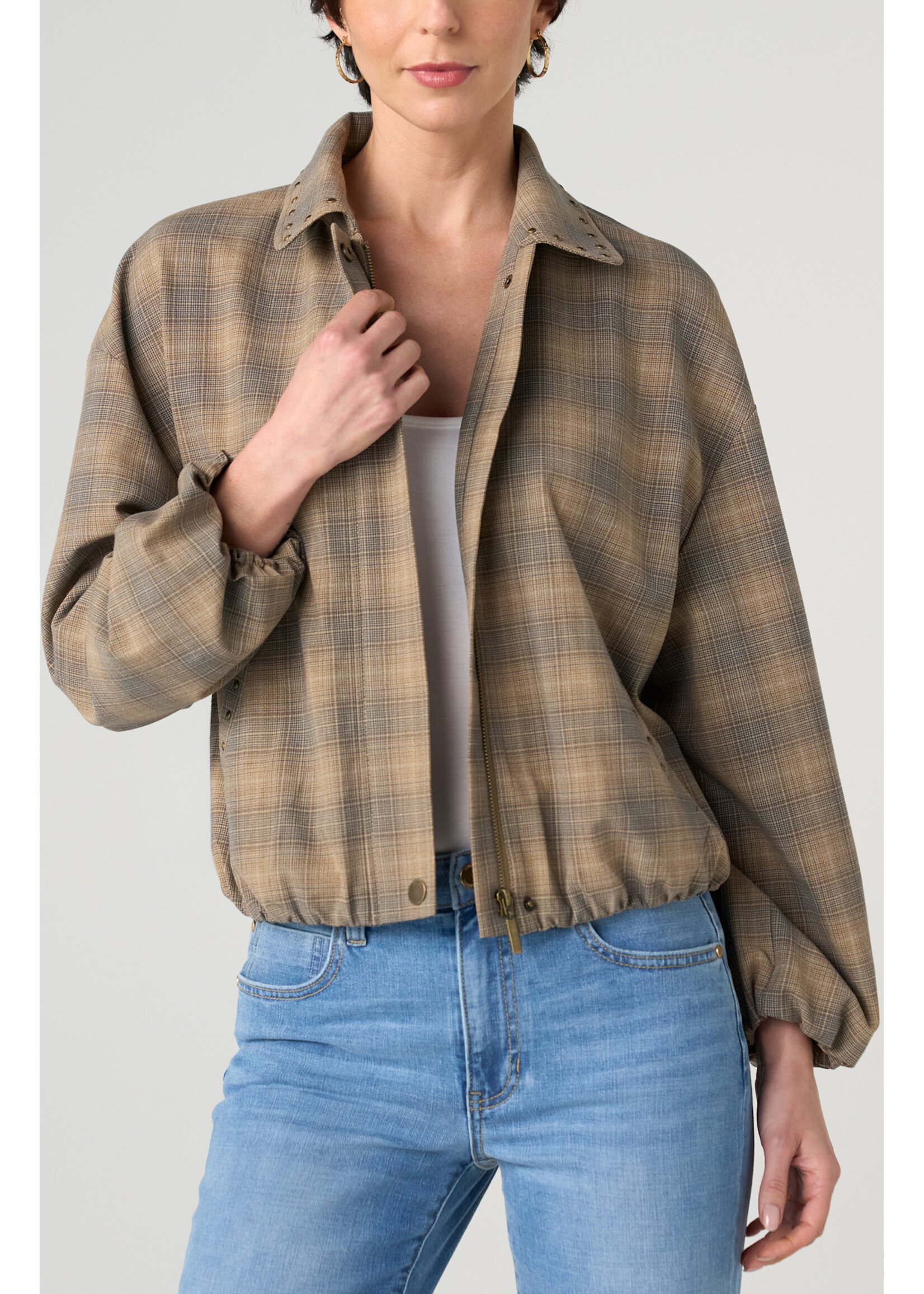 Liverpool LP Plaid Bubble Hem Jacket